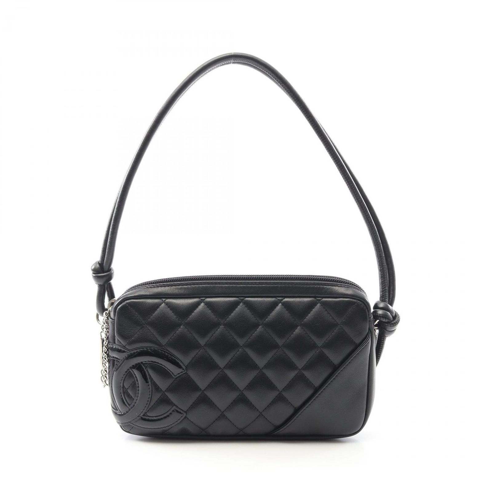 シャネル CHANEL ハンドバッグ カンボンライン ブラック/ブラックエナメル レザー パテントレザー カンボン ショルダーバッグ レディース Used A