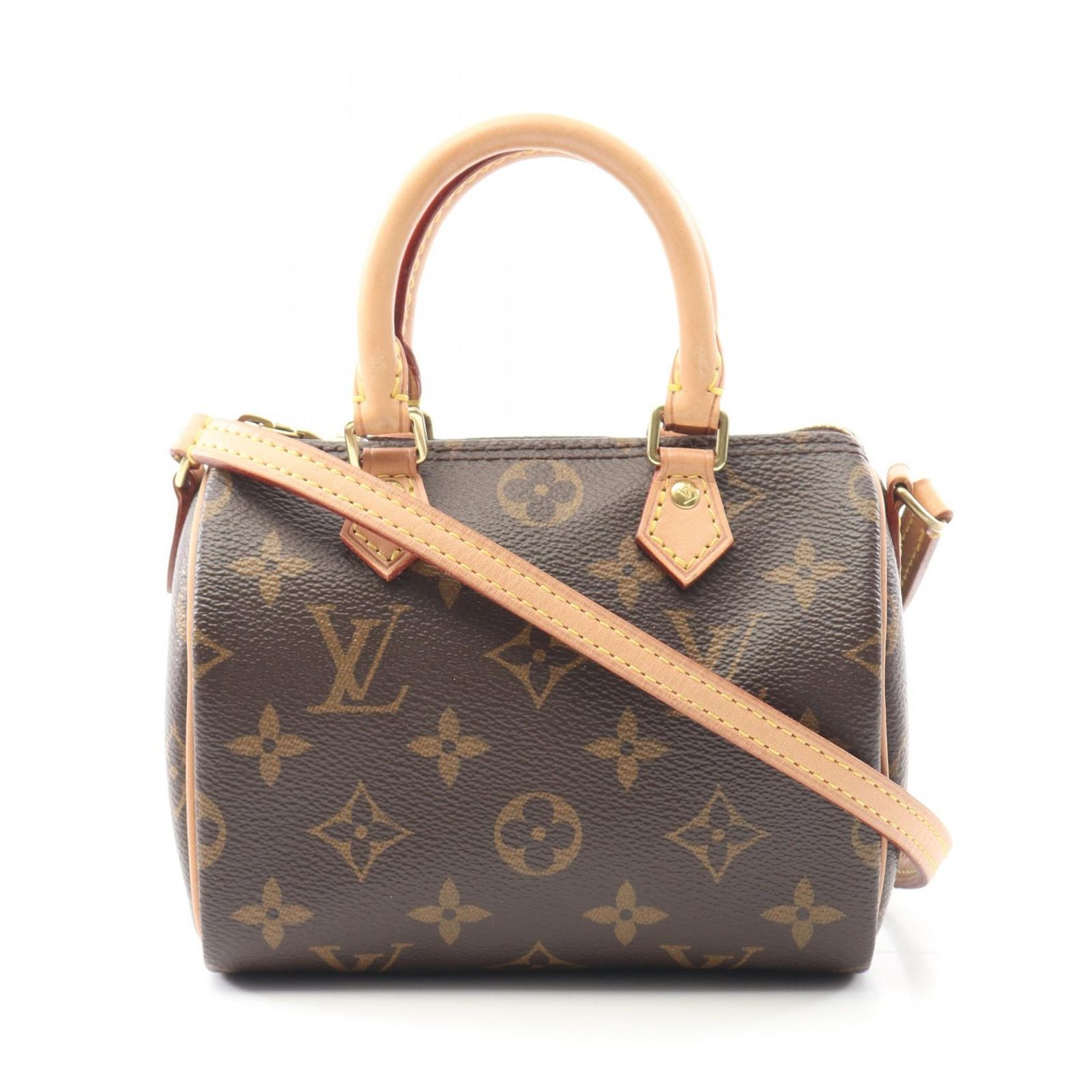 ルイ・ヴィトン LOUIS VUITTON ショルダーバッグ ナノスピーディ M61252 PVCコーティングキャンバス レザー ナノ・スピーディ レディース Used A