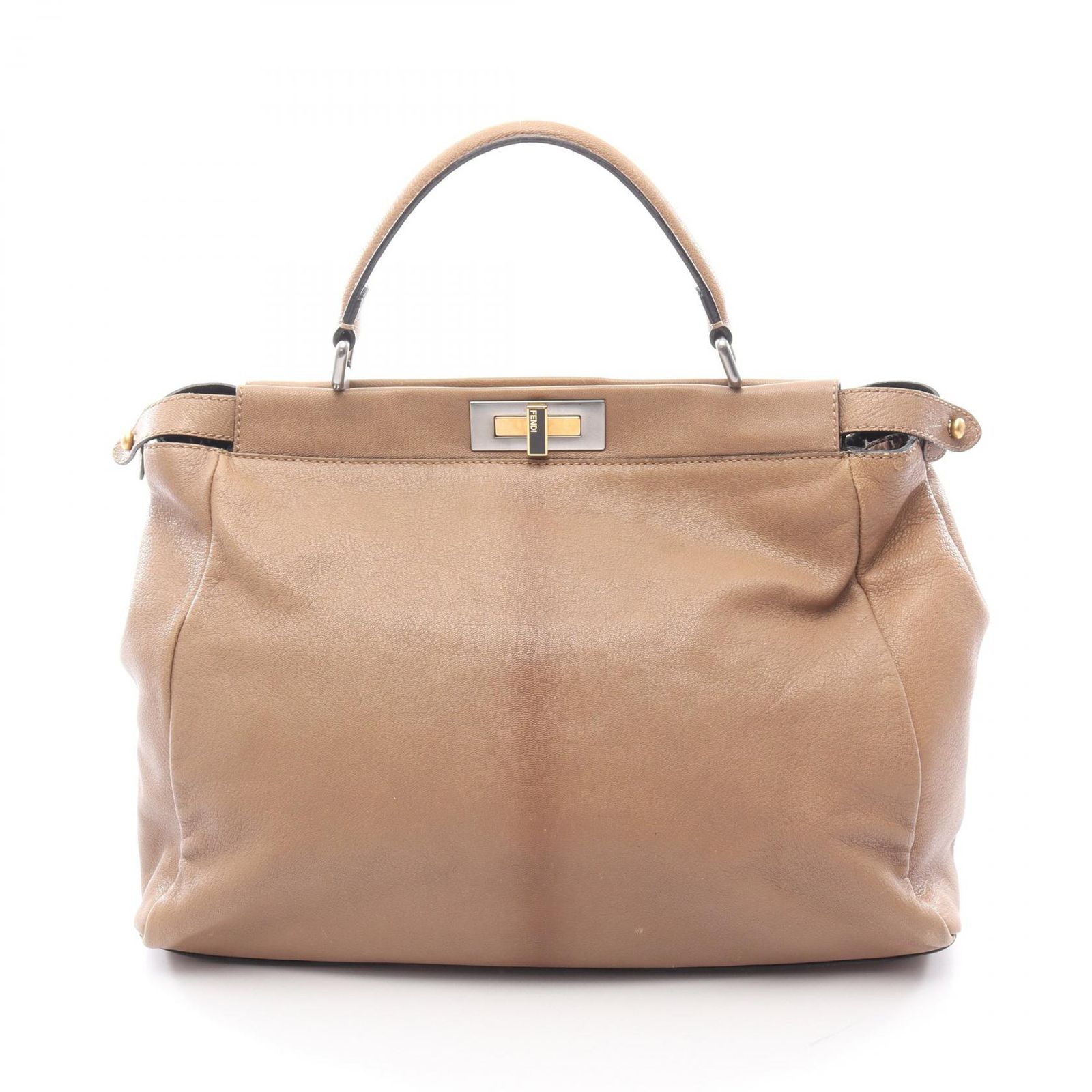 フェンディ FENDI ハンドバッグ ピーカブー ラージ キャメル レザー ピーカブー ラージ レディース Used B