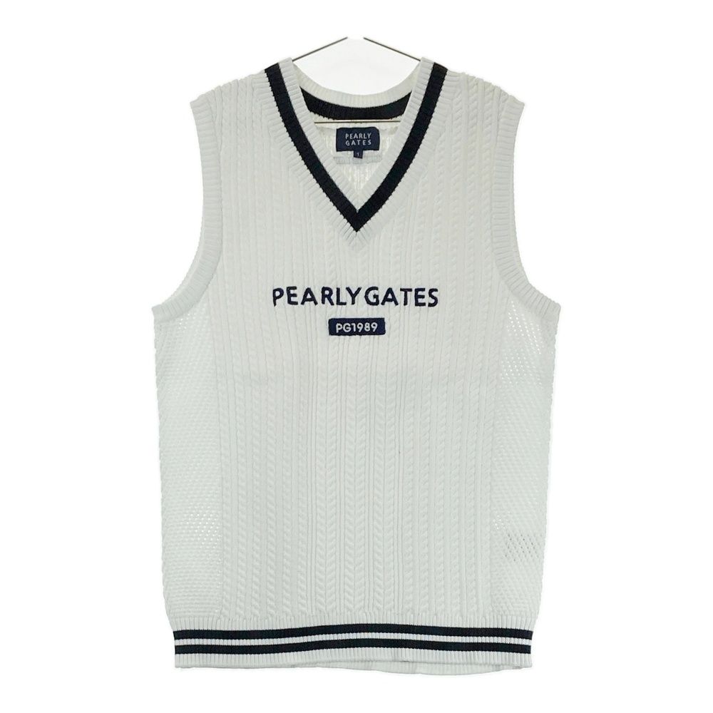 サイズ：1 PEARLY GATES パーリーゲイツ Vネック ニットベスト ホワイト系 [240101685471] ゴルフウェア レディース ストスト