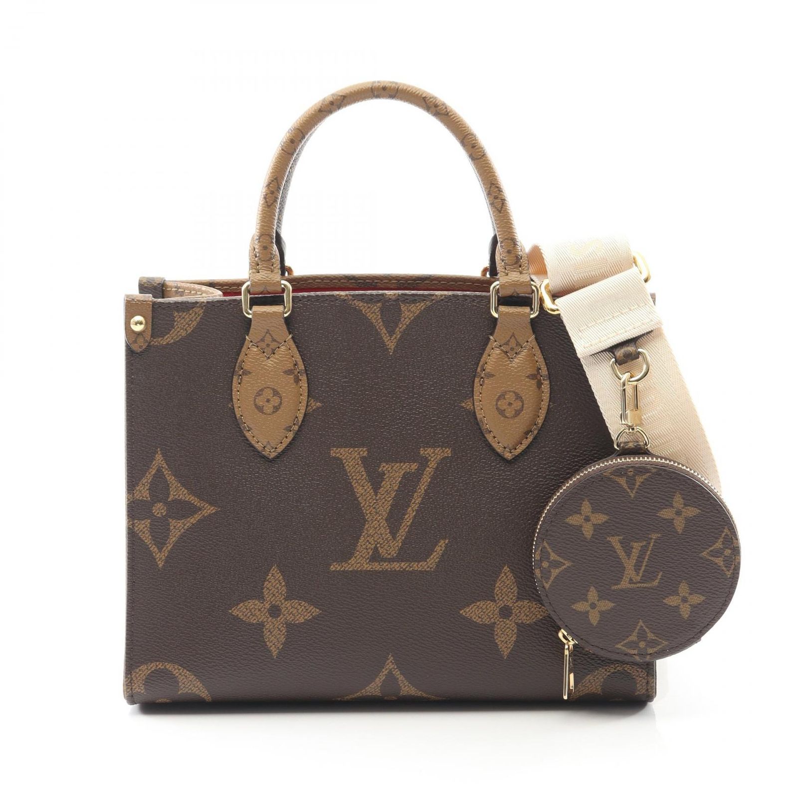 ルイ・ヴィトン LOUIS VUITTON ハンドバッグ オンザゴーPM モノグラムジャイアント リバース M46373 PVCコーティングキャンバス オンザゴーPM レディース Used A