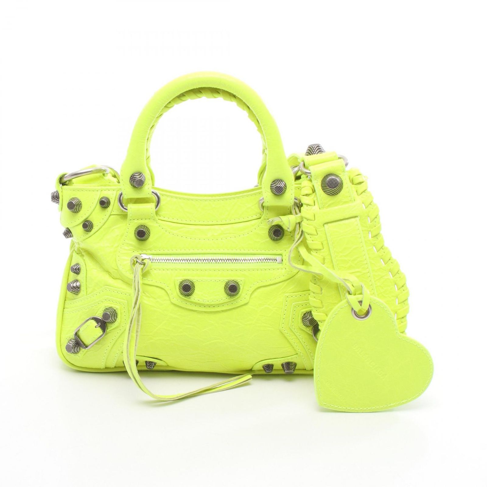 バレンシアガ BALENCIAGA ハンドバッグ ネオ カゴール S ネオンイエロー レザー ネオ カゴールS レディース Used A