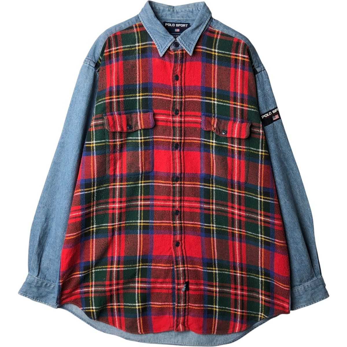 古着 90年代 ラルフローレン Ralph Lauren POLO SPORT ポロスポーツ 長袖 フランネルチェックシャツ メンズL相当 ヴィンテージ/eaa637911