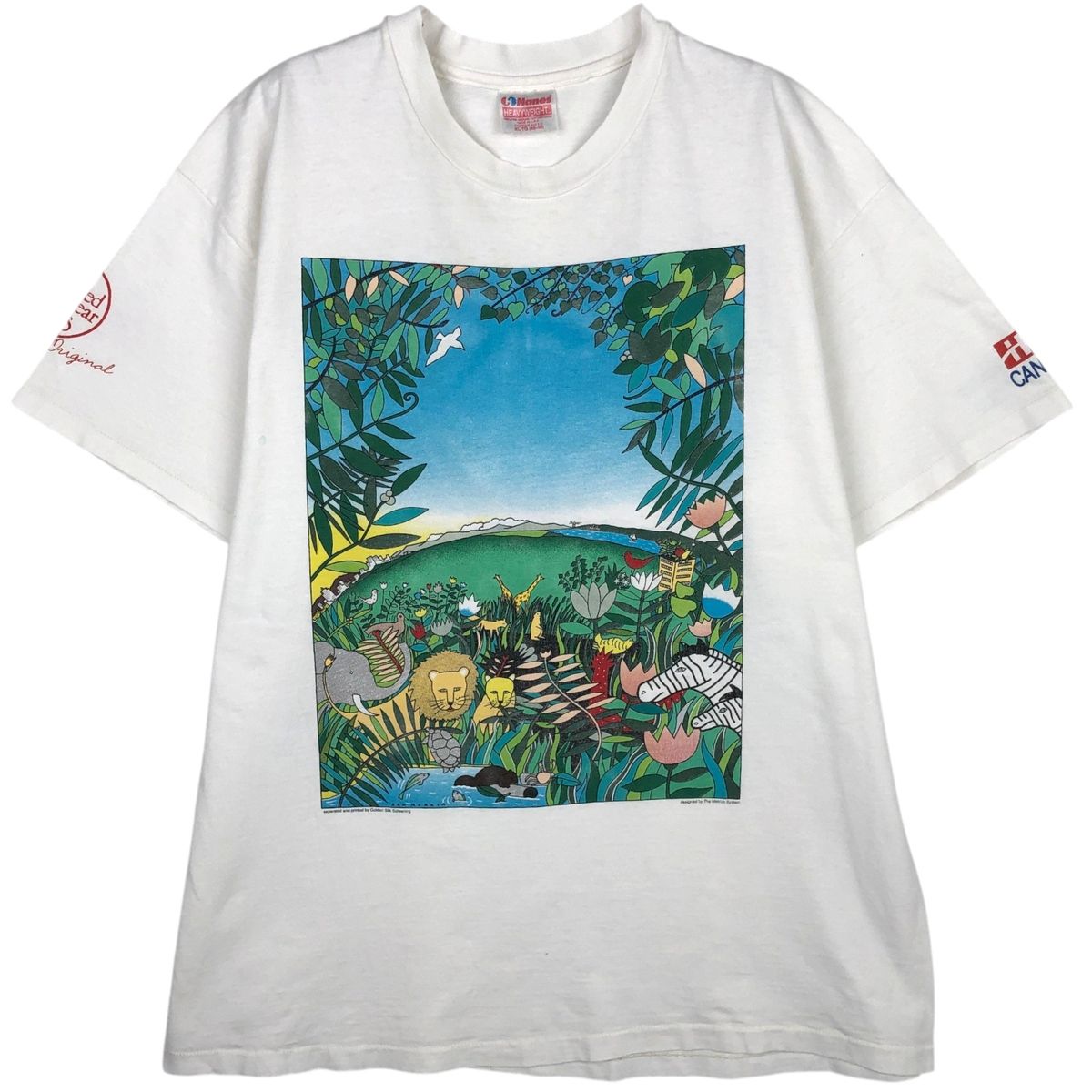 古着 90年代 ヘインズ Hanes HEAVYWEIGHT アニマル柄 アートTシャツ 