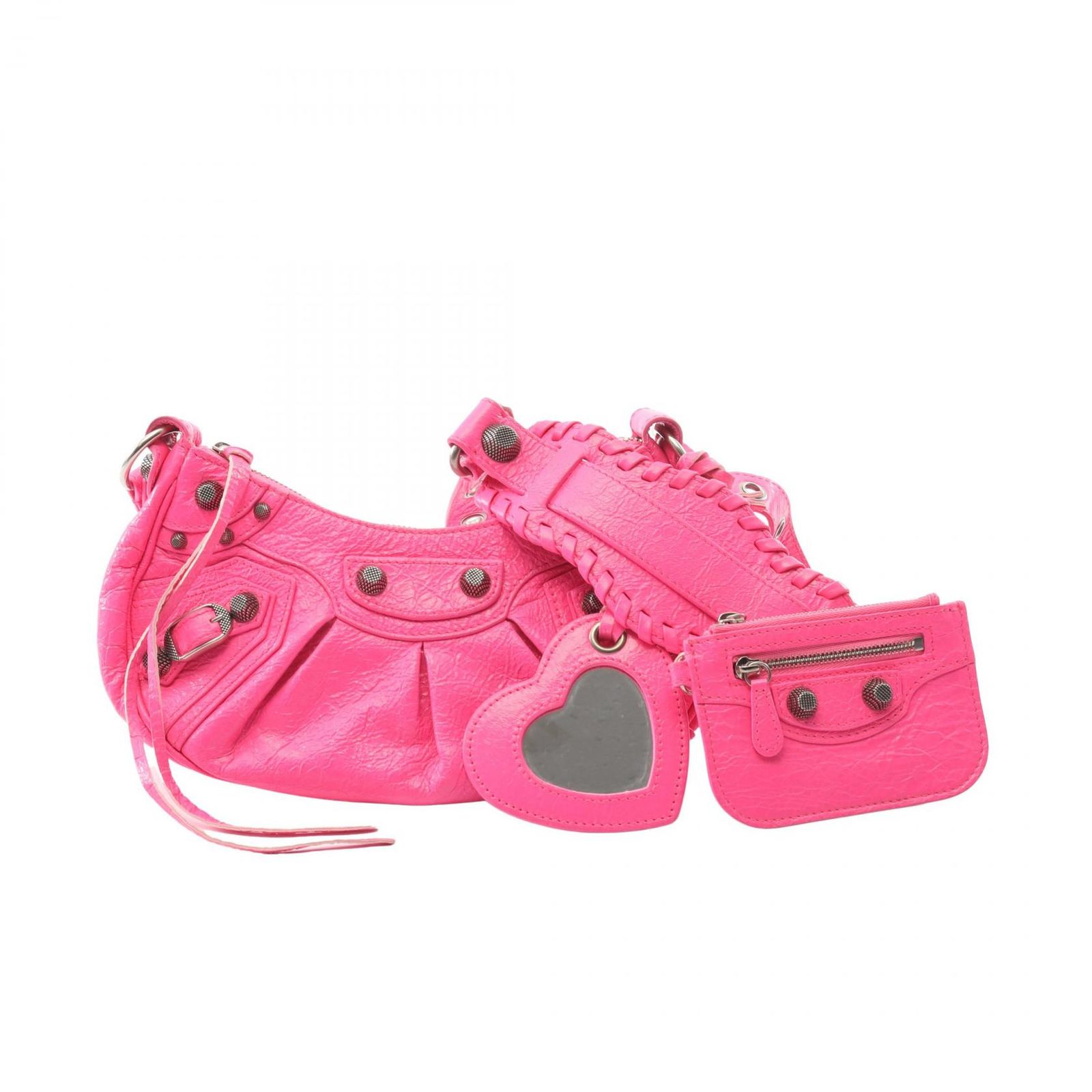 バレンシアガ BALENCIAGA ショルダーバッグ LE CAGOLE フューシャピンク レザー ル・カゴール XS レディース Used A
