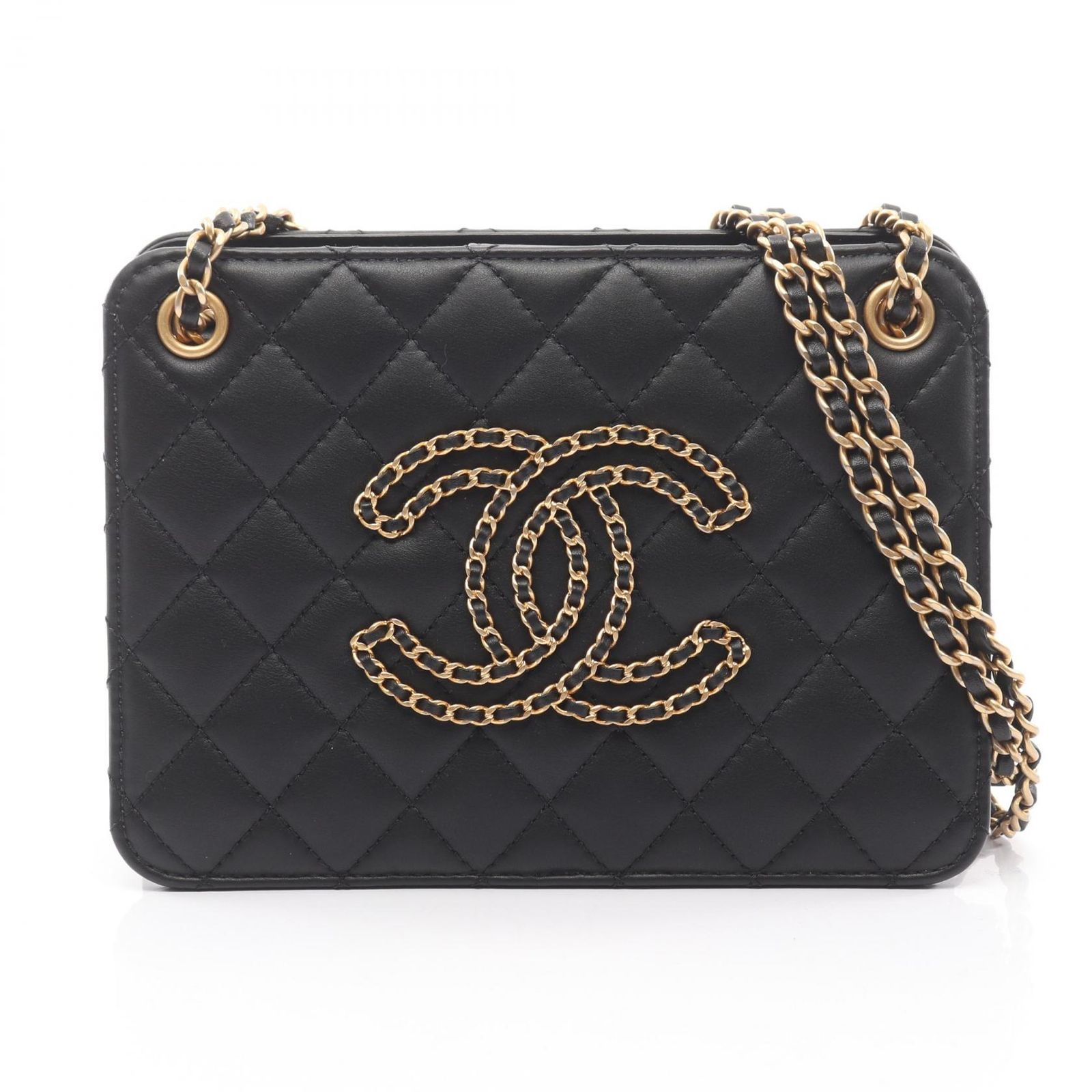 シャネル CHANEL ショルダーバッグ マトラッセ ココマーク AS1750 ブラック ラムスキン（羊革） マトラッセ スモール アコーディオン ココマーク チェーンショルダー
