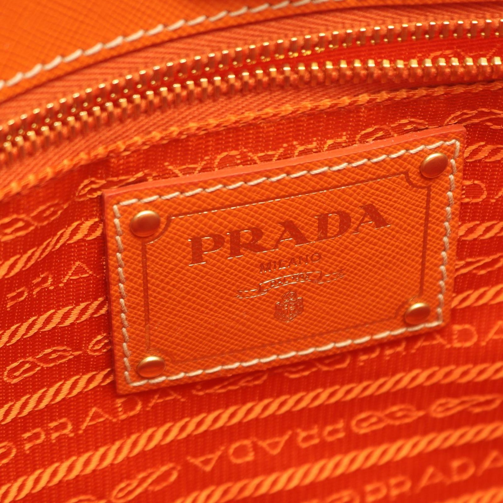 プラダ PRADA トートバッグ オレンジ ナイロン サフィアーノレザー
