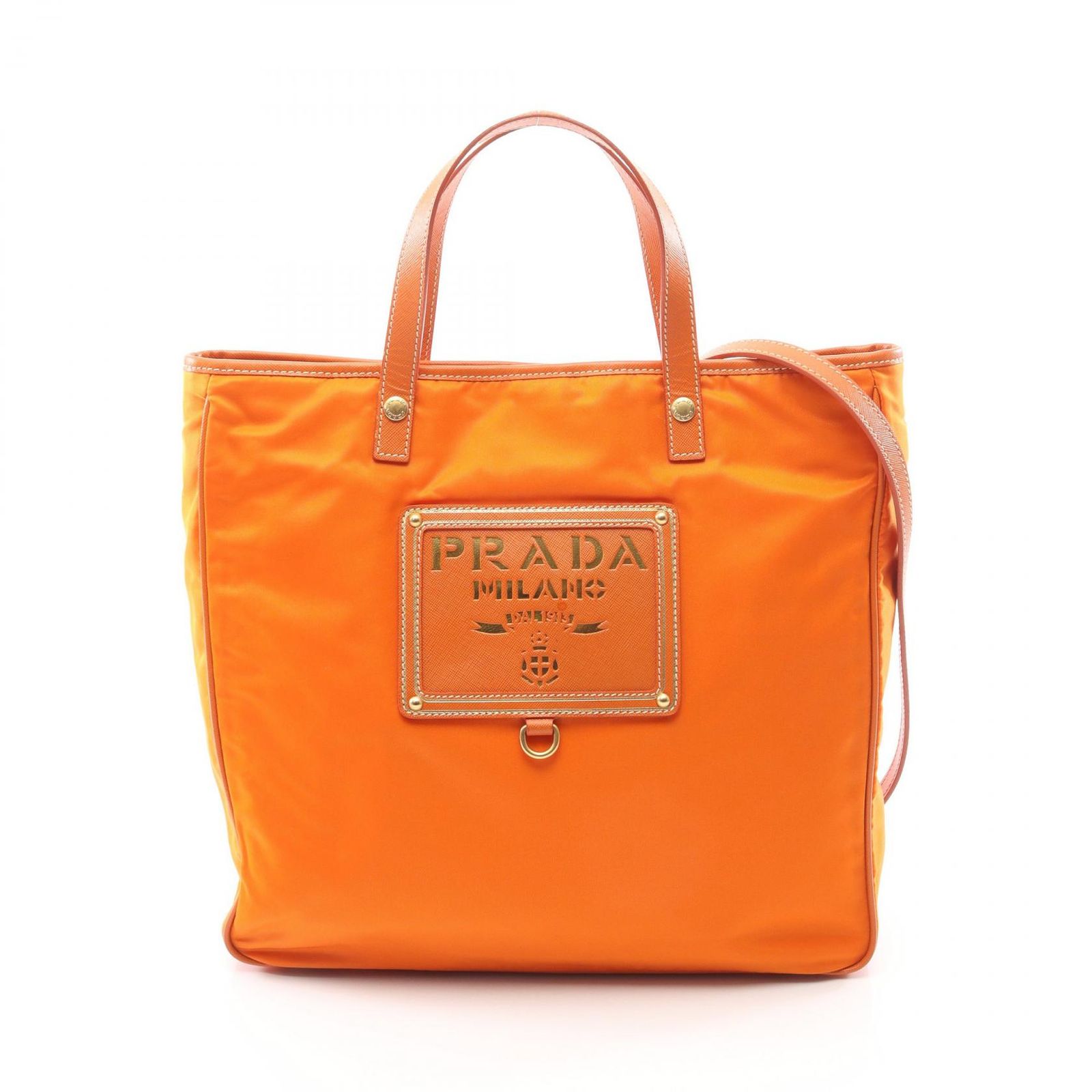 プラダ PRADA トートバッグ オレンジ ナイロン サフィアーノレザー