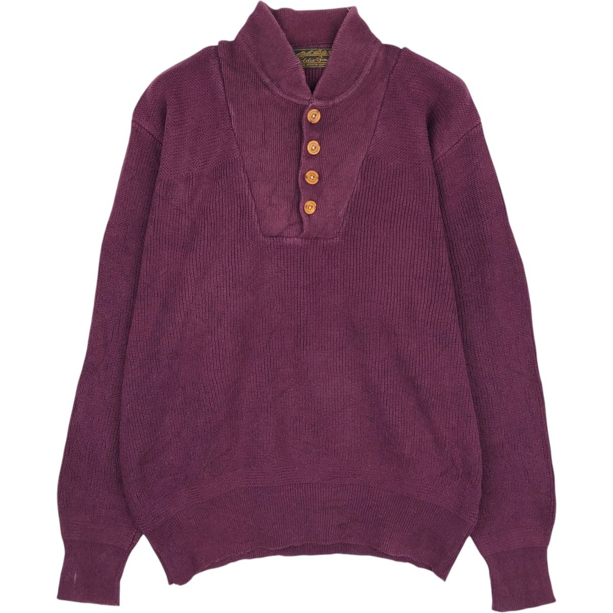 古着 70~80年代 エディーバウアー Eddie Bauer 黒タグ ヘンリーネック コットンニットセーター メンズM相当 ヴィンテージ/eaa637160