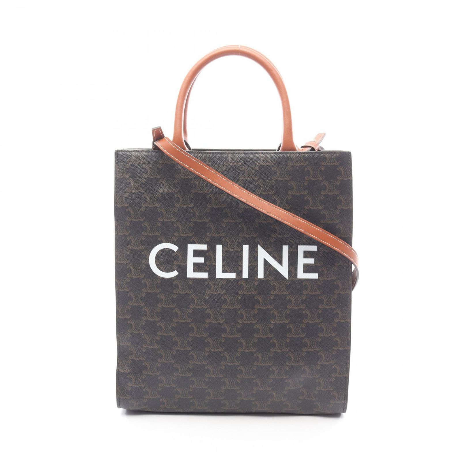 セリーヌ CELINE トートバッグ スモール バーティカル カバ トリオンフ 2WAY ブラック/ブラウン PVCコーティングキャンバス レザー トリオンフ バーティカル カバ スモール