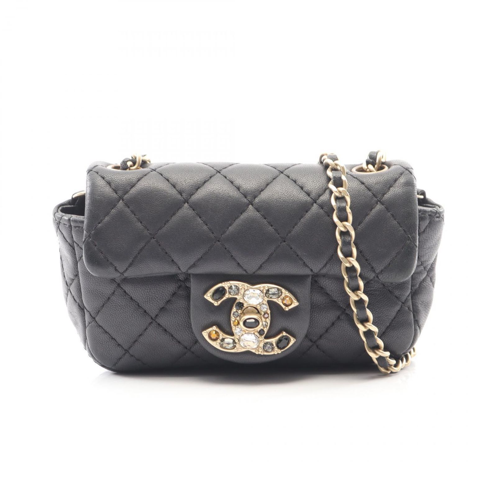 シャネル CHANEL ショルダーバッグ マトラッセ ミニ ブラック ラムスキン（羊革） マトラッセ ミニ チェーンショルダー レディース Used A