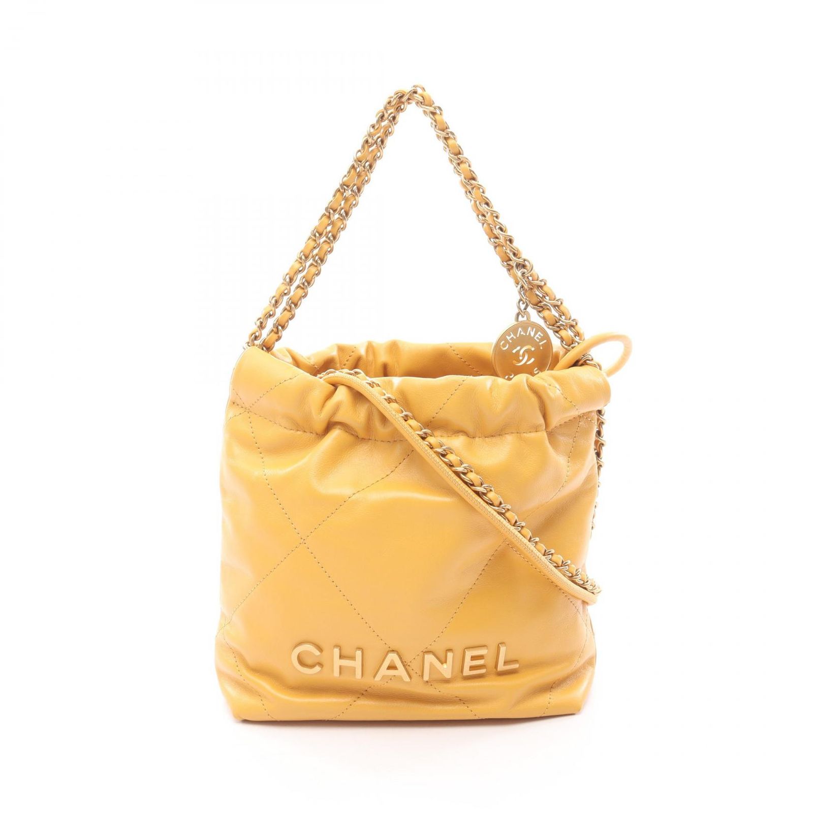 シャネル CHANEL ショルダーバッグ CHANEL 22 ミニ マスタード レザー CHANEL22 マトラッセ ミニ チェーンショルダー レディース Used A