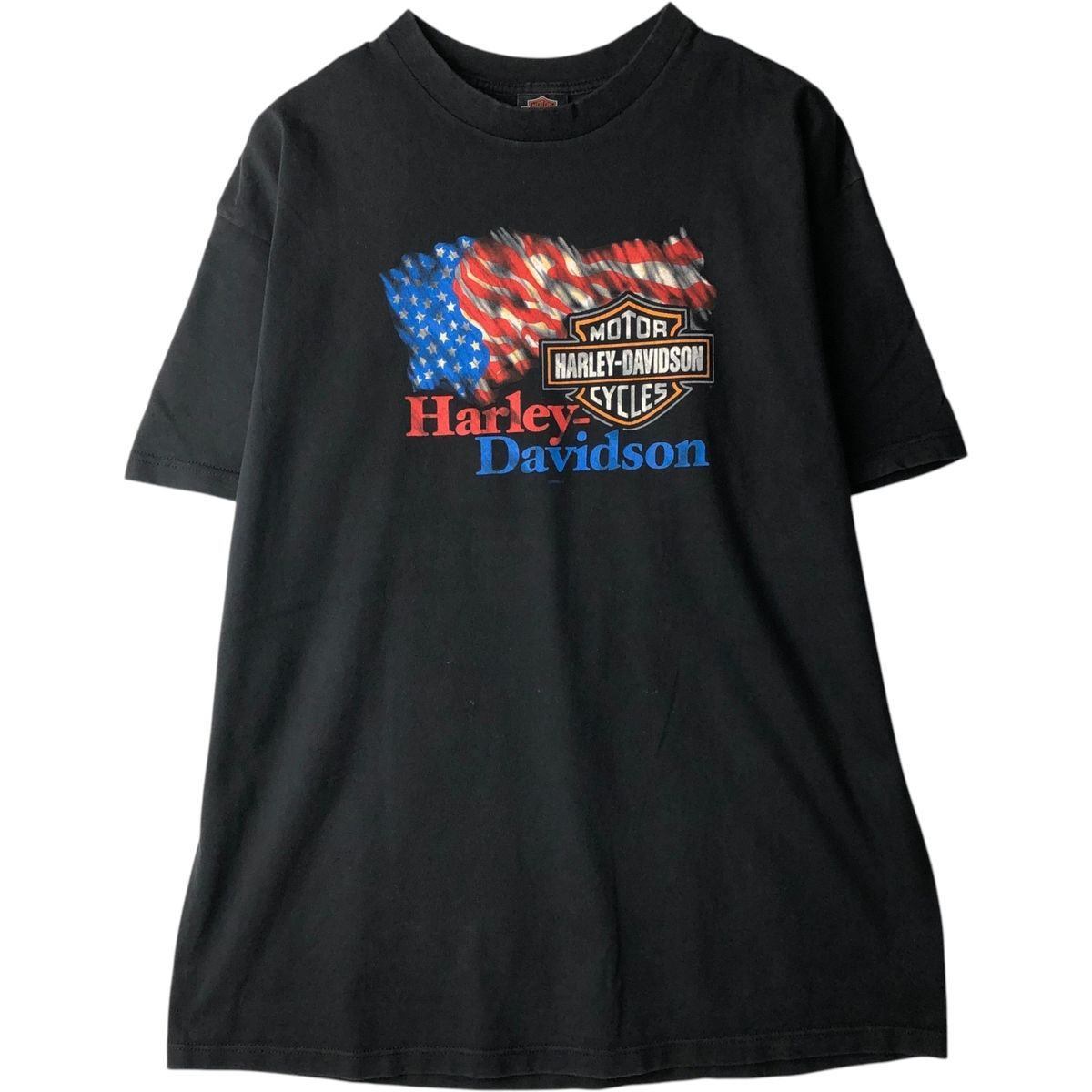 古着 00年代 ハーレーダビッドソン Harley-Davidson 星条旗柄 モーターサイクル バイクTシャツ USA製 メンズXXL相当/eaa636953