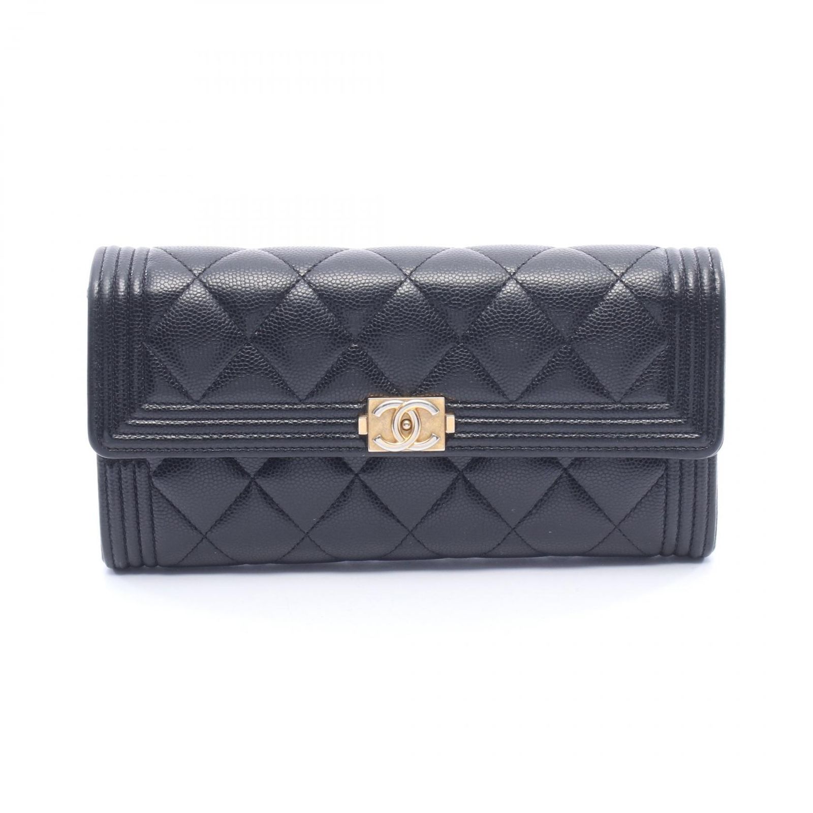 シャネル CHANEL 二つ折り長財布 ボーイシャネル A80286 ブラック