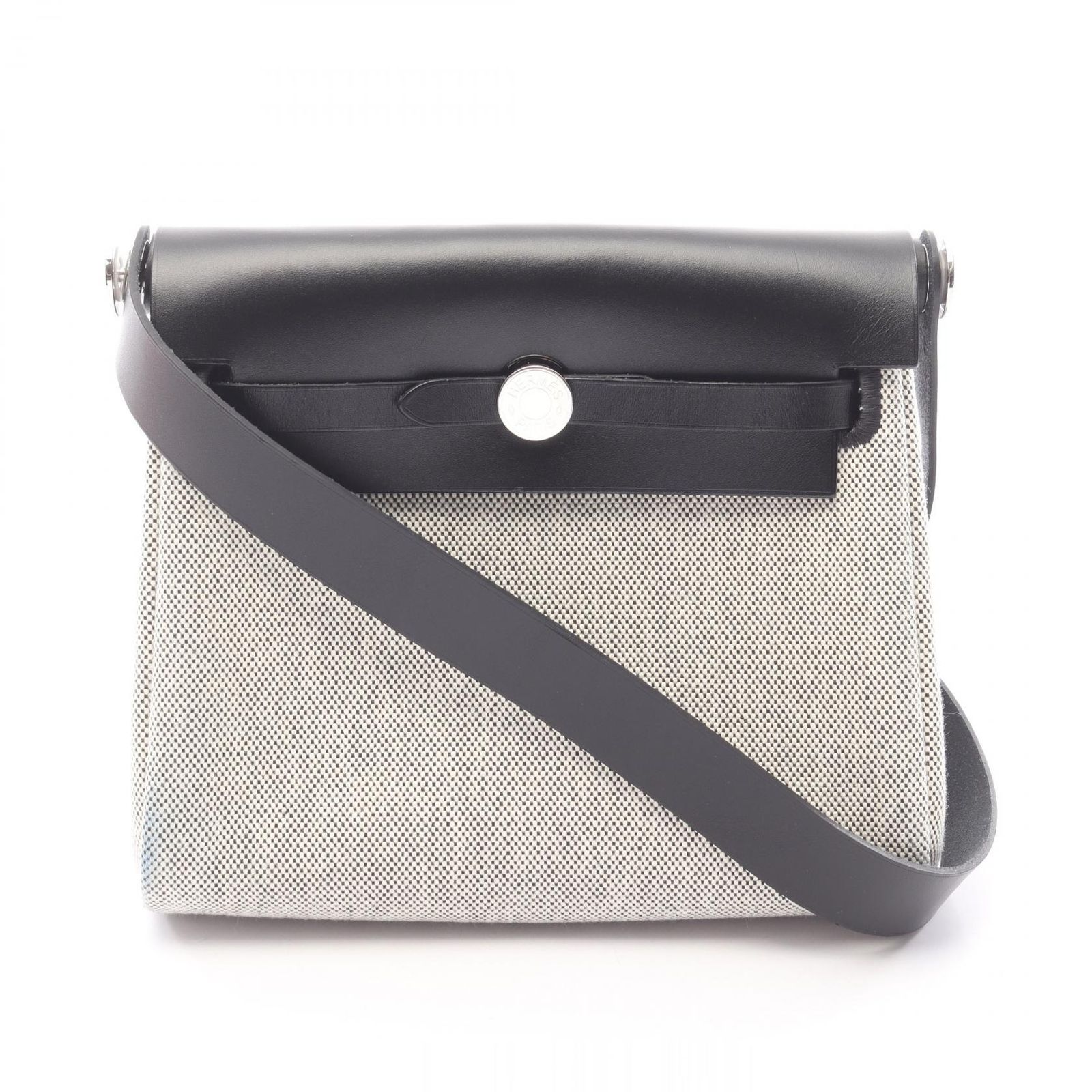 エルメス HERMES ショルダーバッグ エールバッグジップ ミニ ブラック/エクリュ キャンバス レザー エールバッグジップ ミニ ブラック/エクリュ レディース