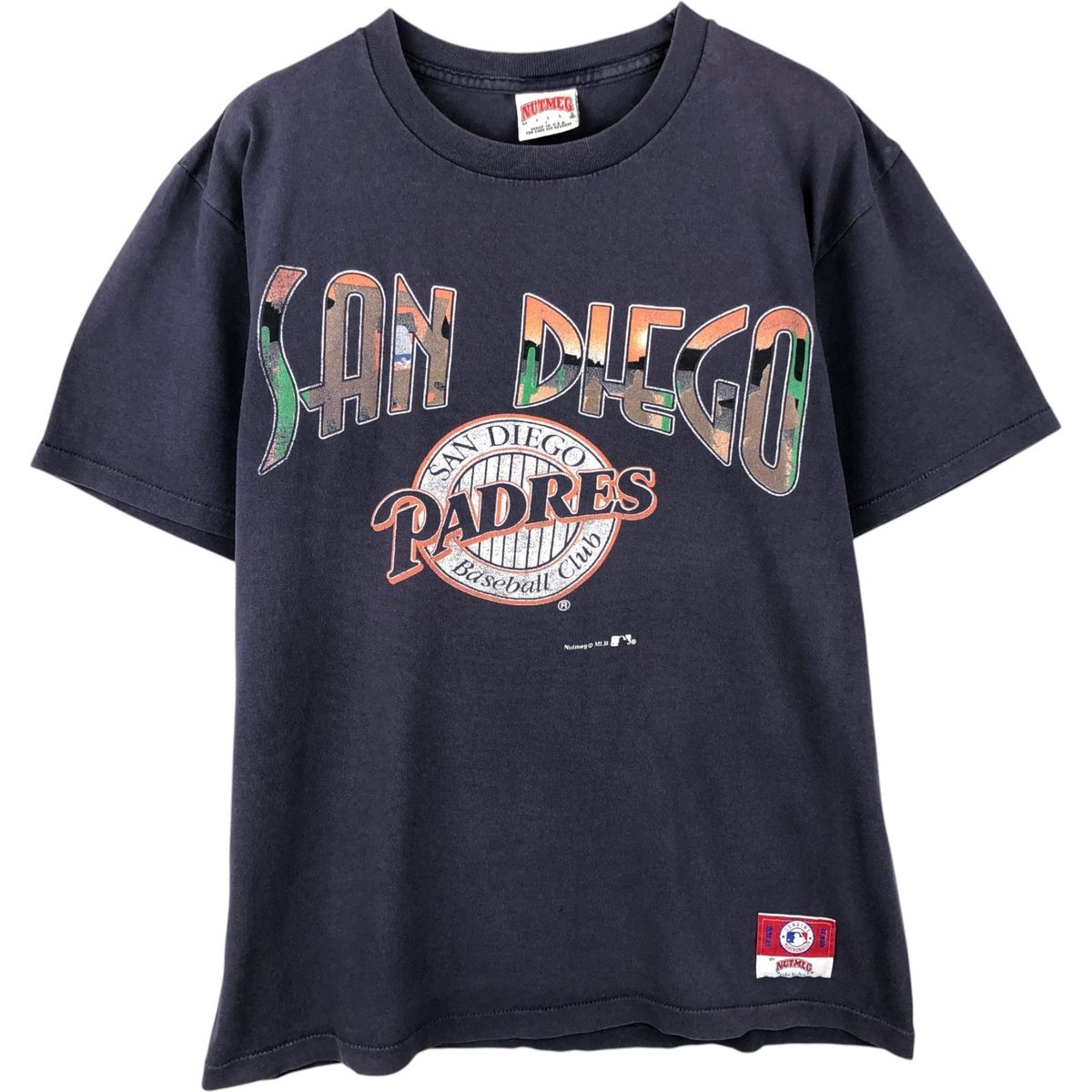 古着 90年代 NUTMEG MLB SAN DIEGO PADRES サンディエゴパドレス スポーツプリントTシャツ USA製 メンズL相当 ヴィンテージ/eaa638890