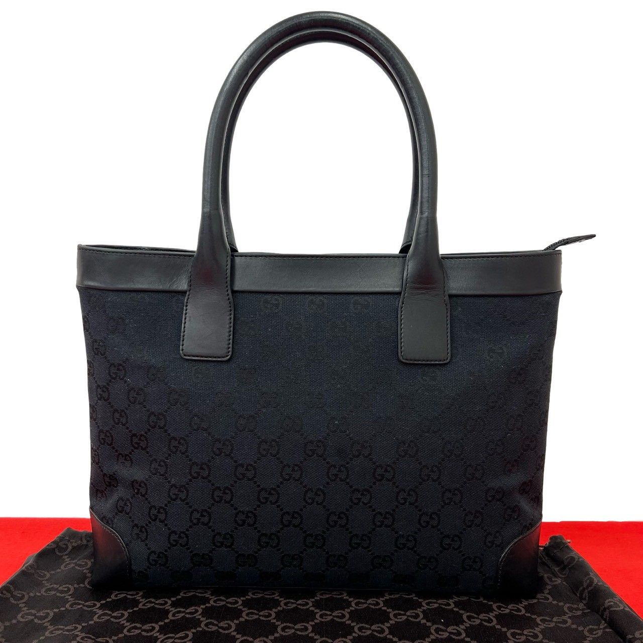 極 美品 袋付き GUCCI グッチ GG キャンバス GG 柄 レザー 本革