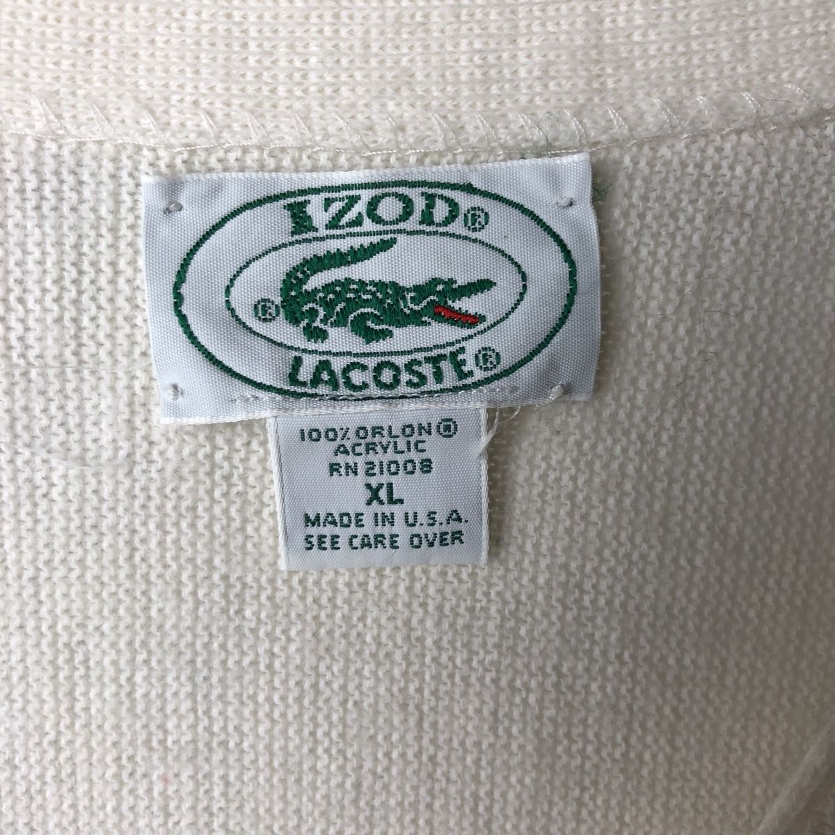 古着 ラコステ LACOSTE IZOD アクリルニットカーディガン USA製 メンズ