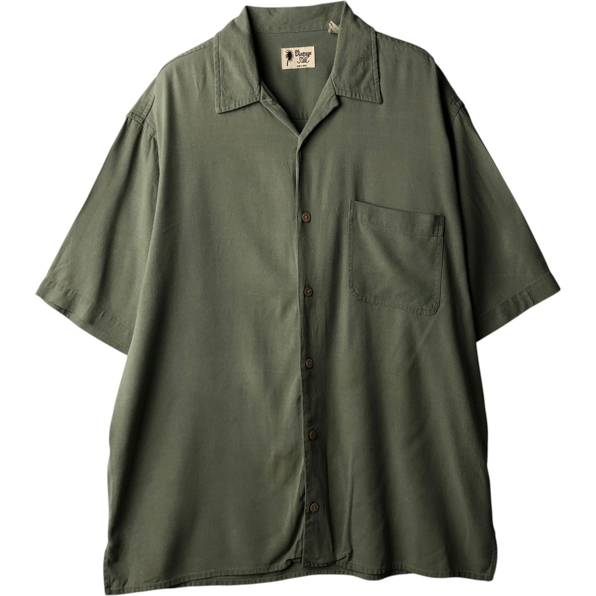 古着 Vintage Silk 半袖 オープンカラー シルクシャツ ボックスシャツ