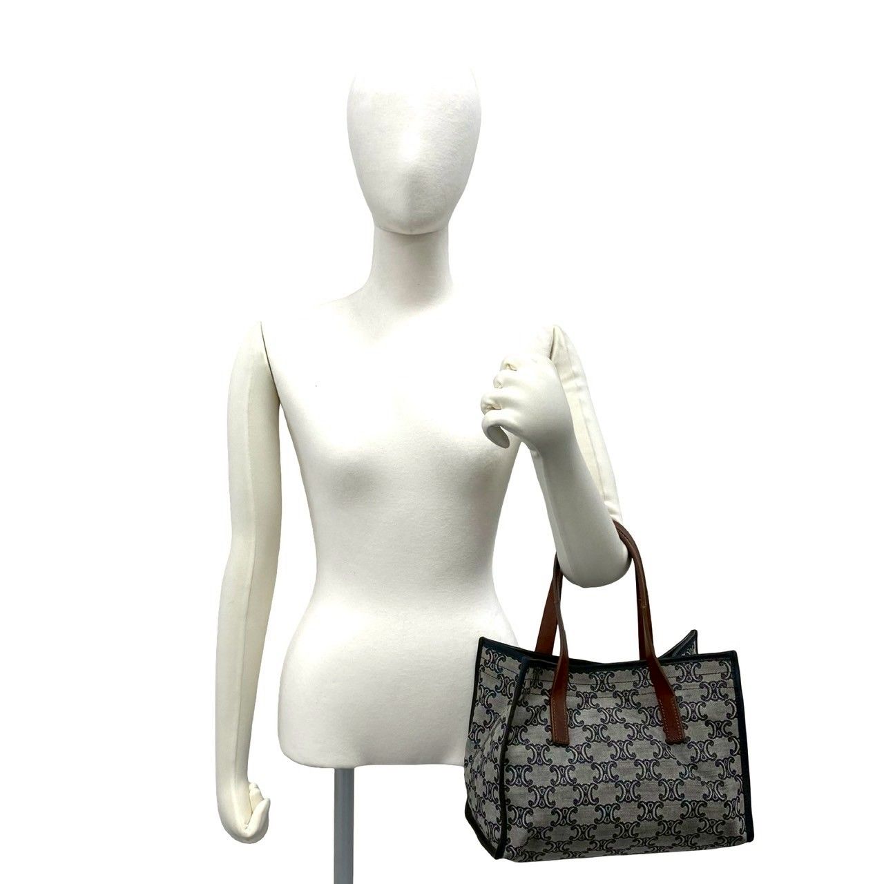 極 美品 CELINE セリーヌ パリマカダム 総柄 キャンバス レザー 本革 