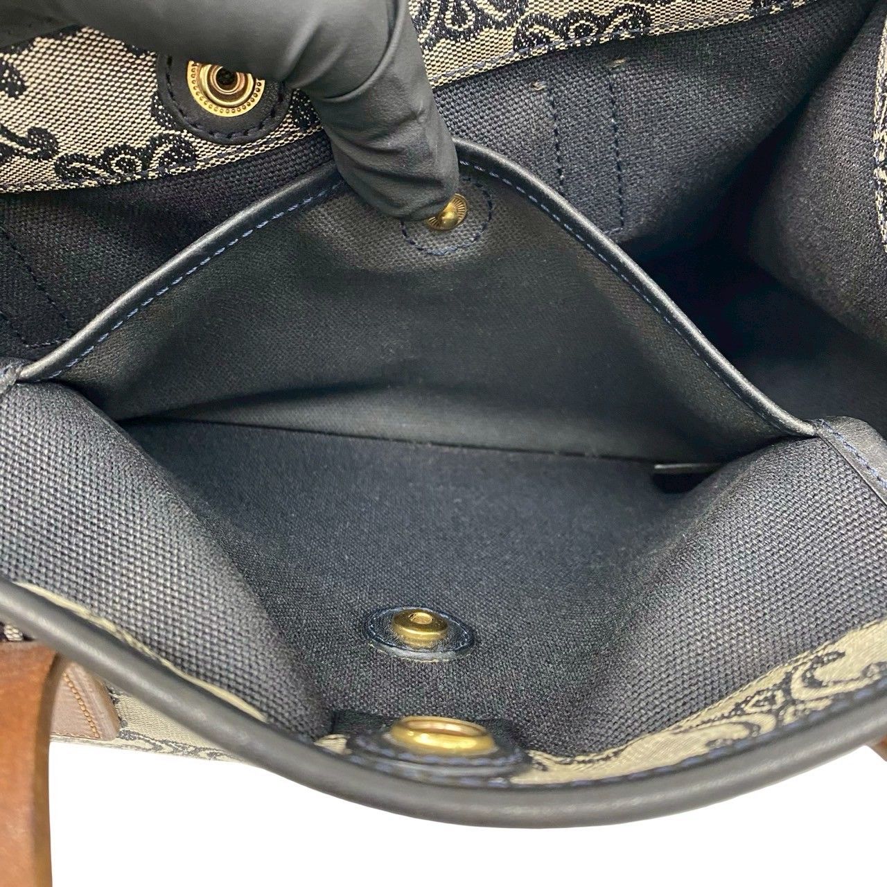 極 美品 CELINE セリーヌ パリマカダム 総柄 キャンバス レザー 本革 