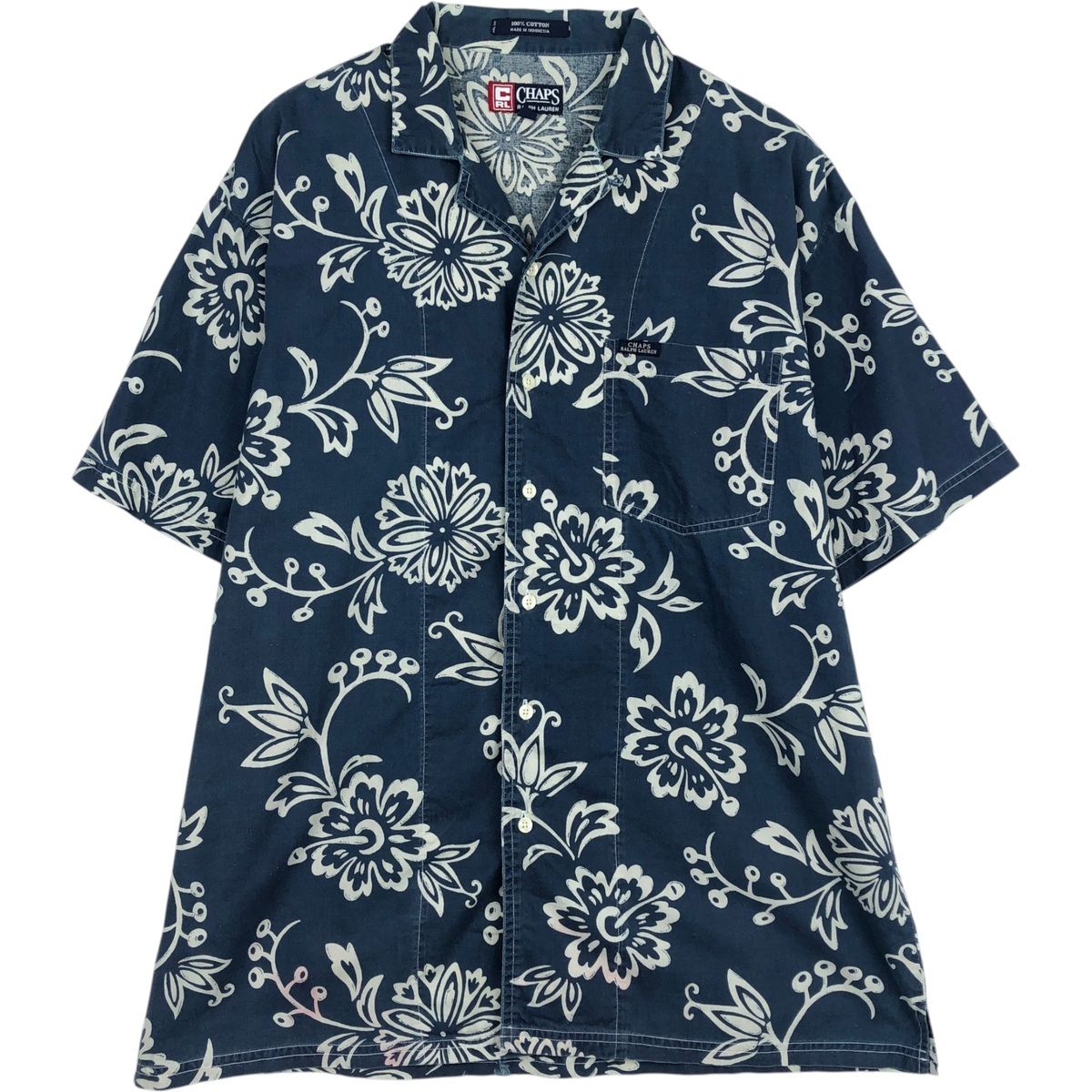 古着 ラルフローレン Ralph Lauren CHAPS チャップス 総柄 花柄 ハワイアンアロハシャツ ボックスシャツ メンズL相当/eaa635939