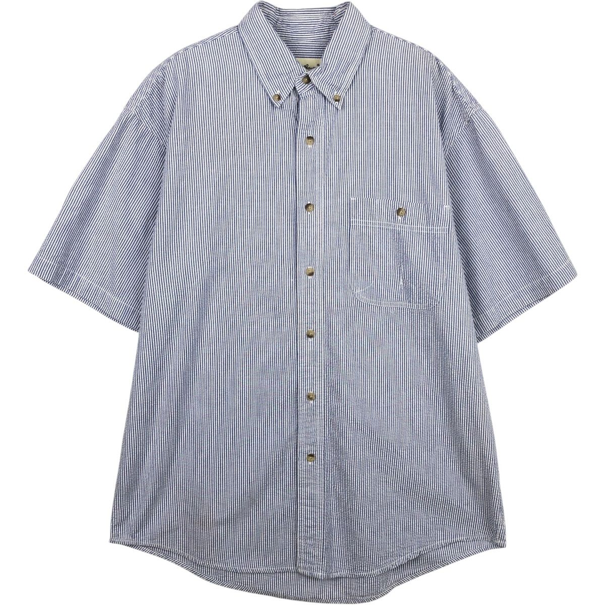 古着 90年代~ エディーバウアー Eddie Bauer シアサッカー 半袖 ボタンダウン ストライプシャツ メンズM相当 ヴィンテージ/eaa638188