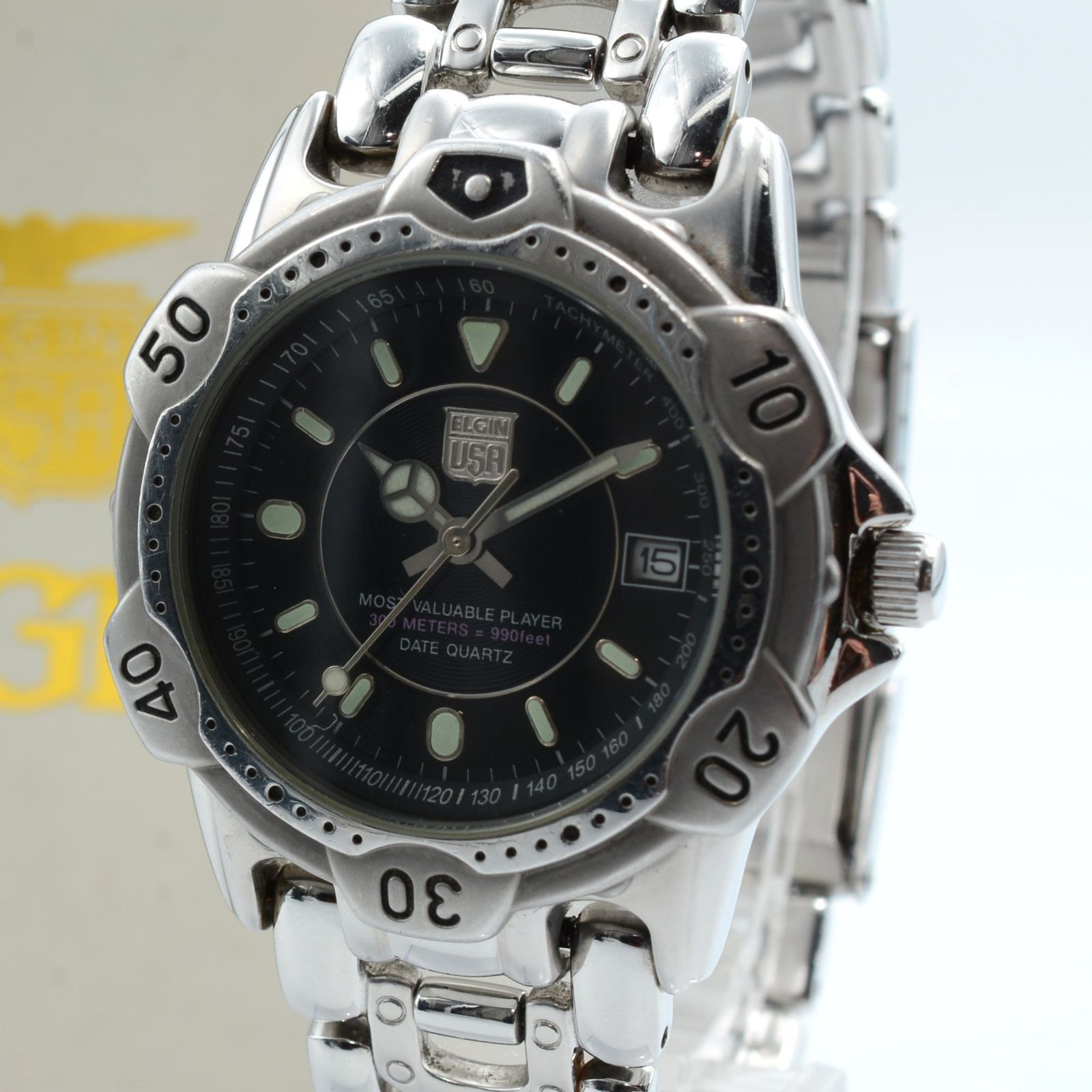 ELGIN エルジン Diver Watch ダイバー腕時計 Quartz クォーツ ステンレススチール ラウンド メンズ 男性 稼働品