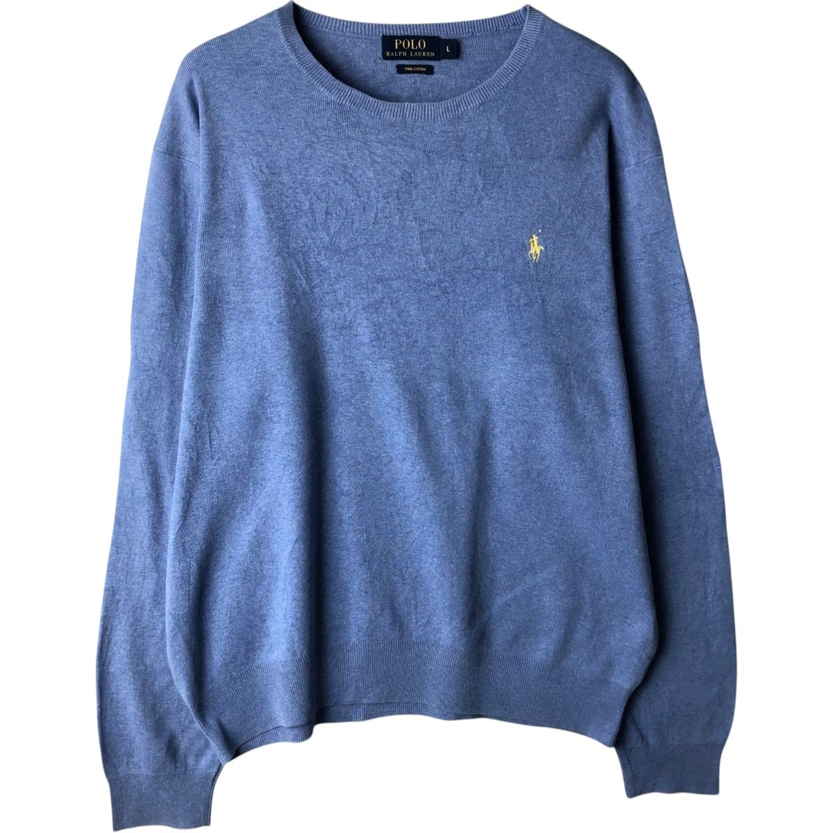 Ralph Lauren 長袖 ピマコットン ニットポロシャツ 紺 XL Ralph Lauren