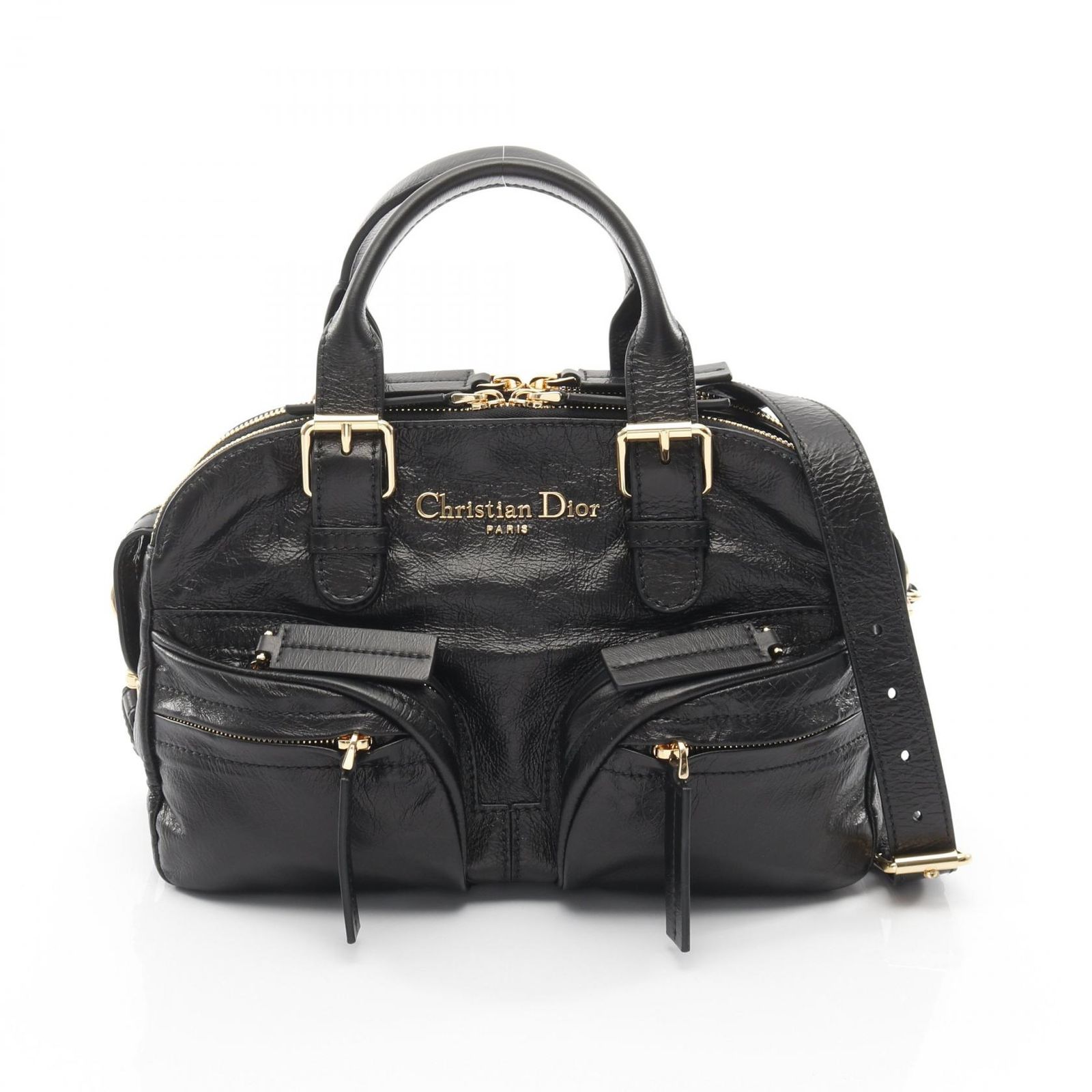 ディオール Dior ハンドバッグ Grand Tour ボウリングバッグ M6000UNQD_M900 ブラック レザー Grand Tour ボウリングバッグ スモール レディース Used A