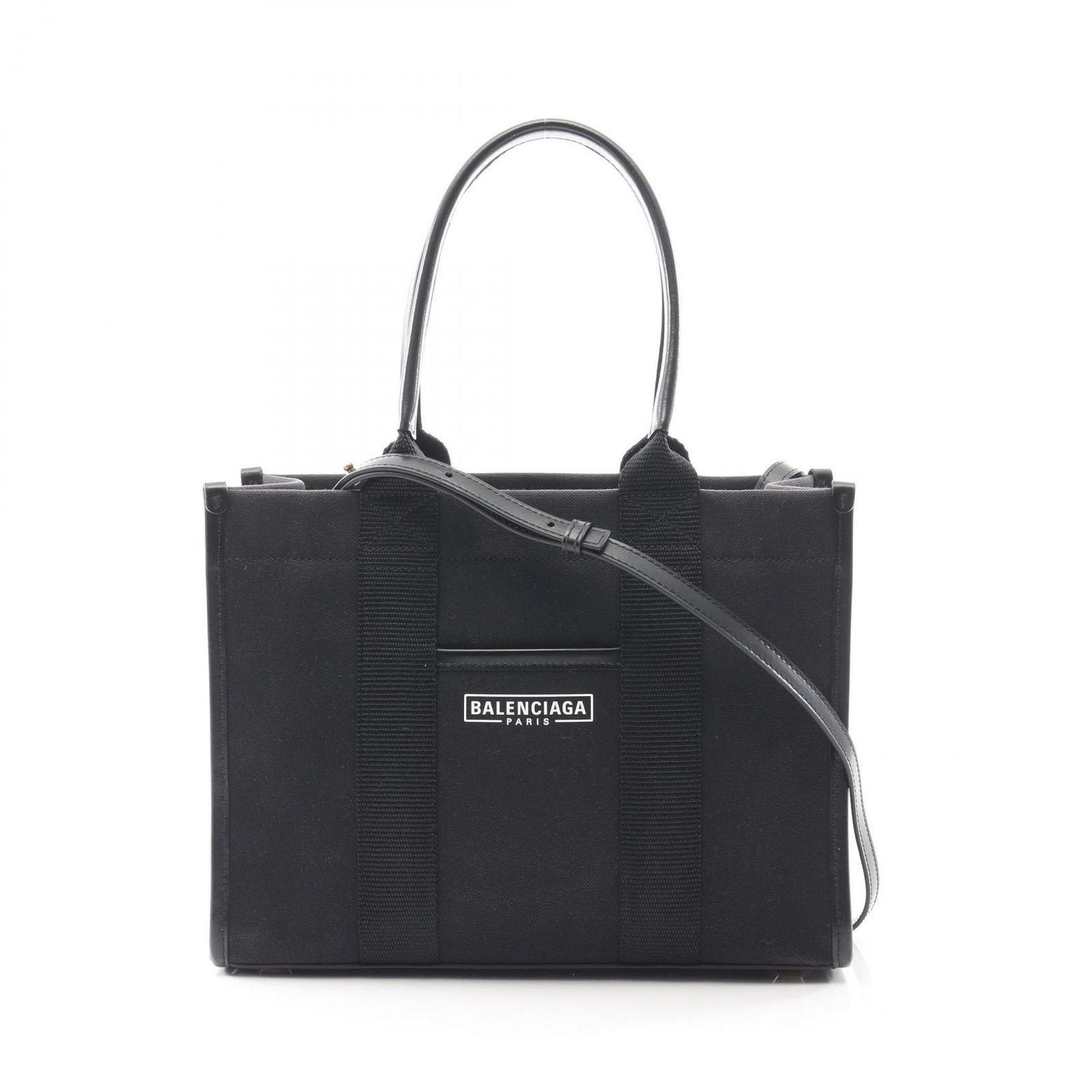バレンシアガ BALENCIAGA トートバッグ HARDWARE TOTE S 671402 ブラック キャンバス レザー ハードウェア スモール トート レディース Used A