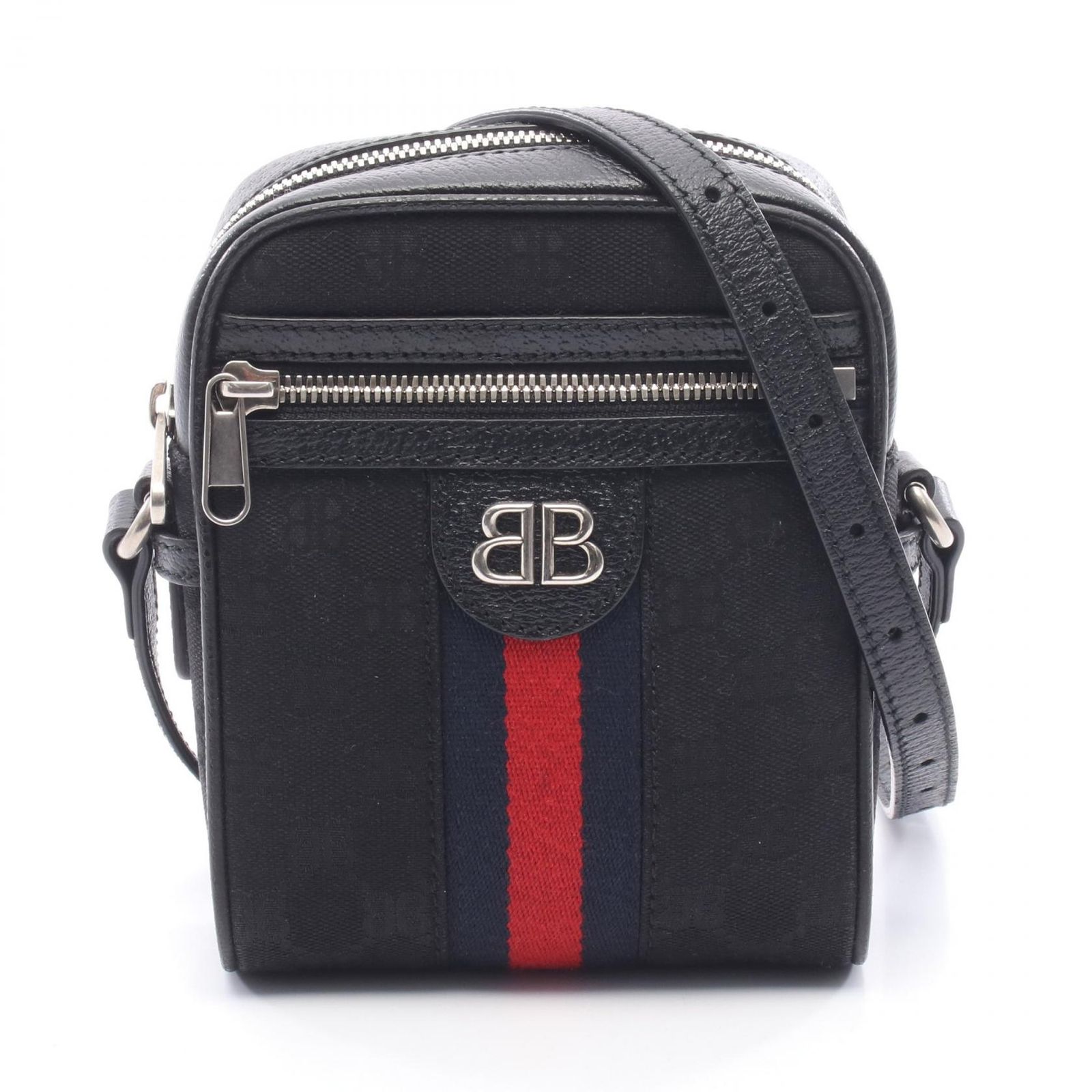 バレンシアガ BALENCIAGA ショルダーバッグ BALENCIAGA × GUCCI ハッカー プロジェクト 680129 ブラック キャンバス レザー BALENCIAGA×GUCCI ショルダーバッグ メンズ Used A