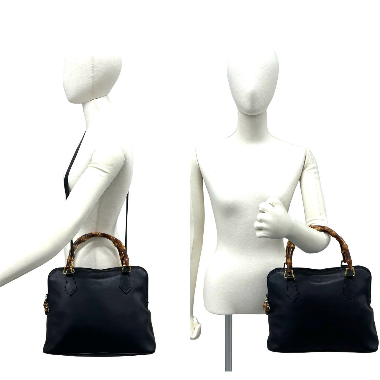 極上 美品 グッチ オールドグッチ バンブー 2way ショルダー ハンドバッグ GUCCI オールドグッチ バンブーレザーバッグ 2wayショルダー付き