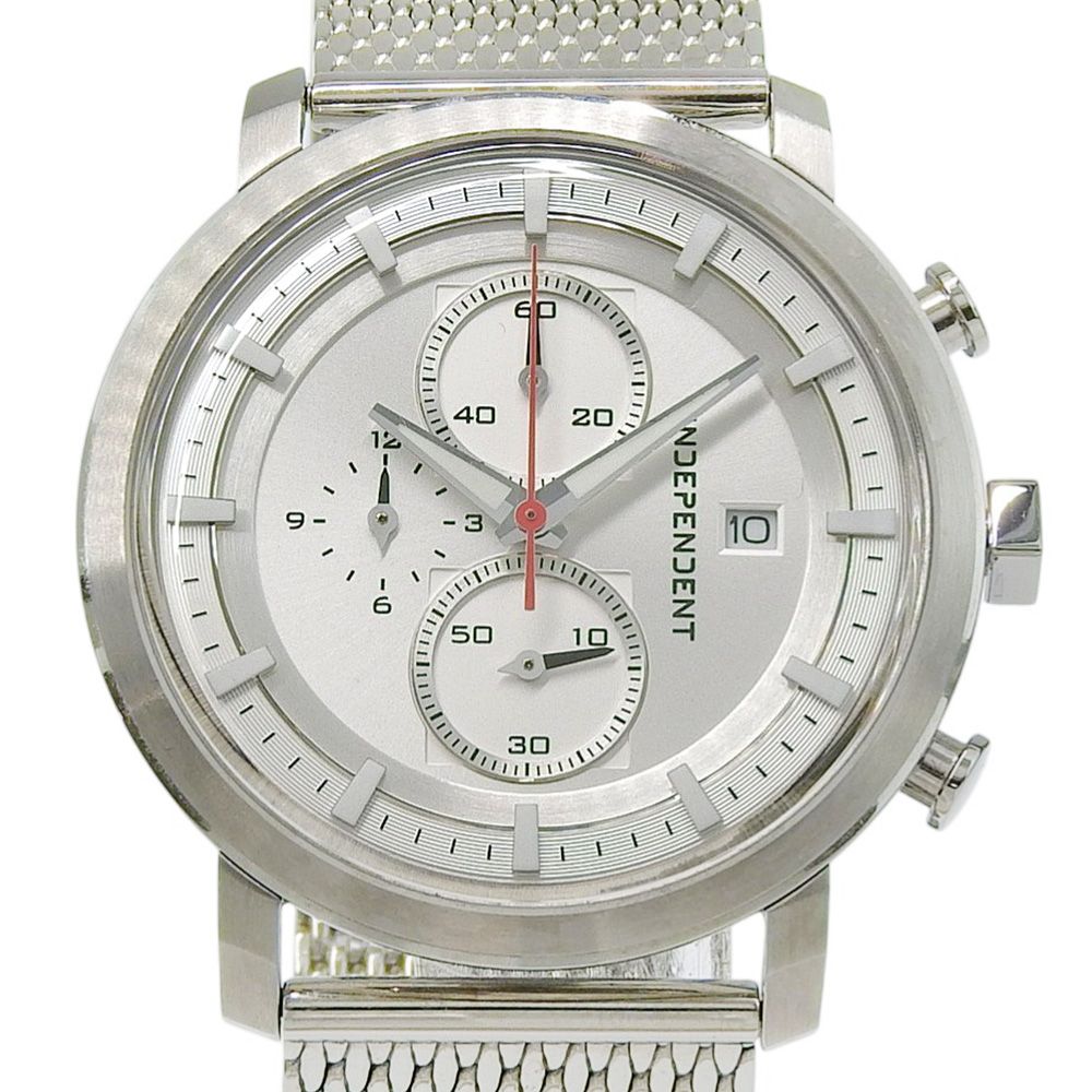 【CITIZEN】シチズン インディペンデント BA5-813-11 ステンレススチール シルバー クオーツ クロノグラフ メンズ シルバー文字盤 腕時計