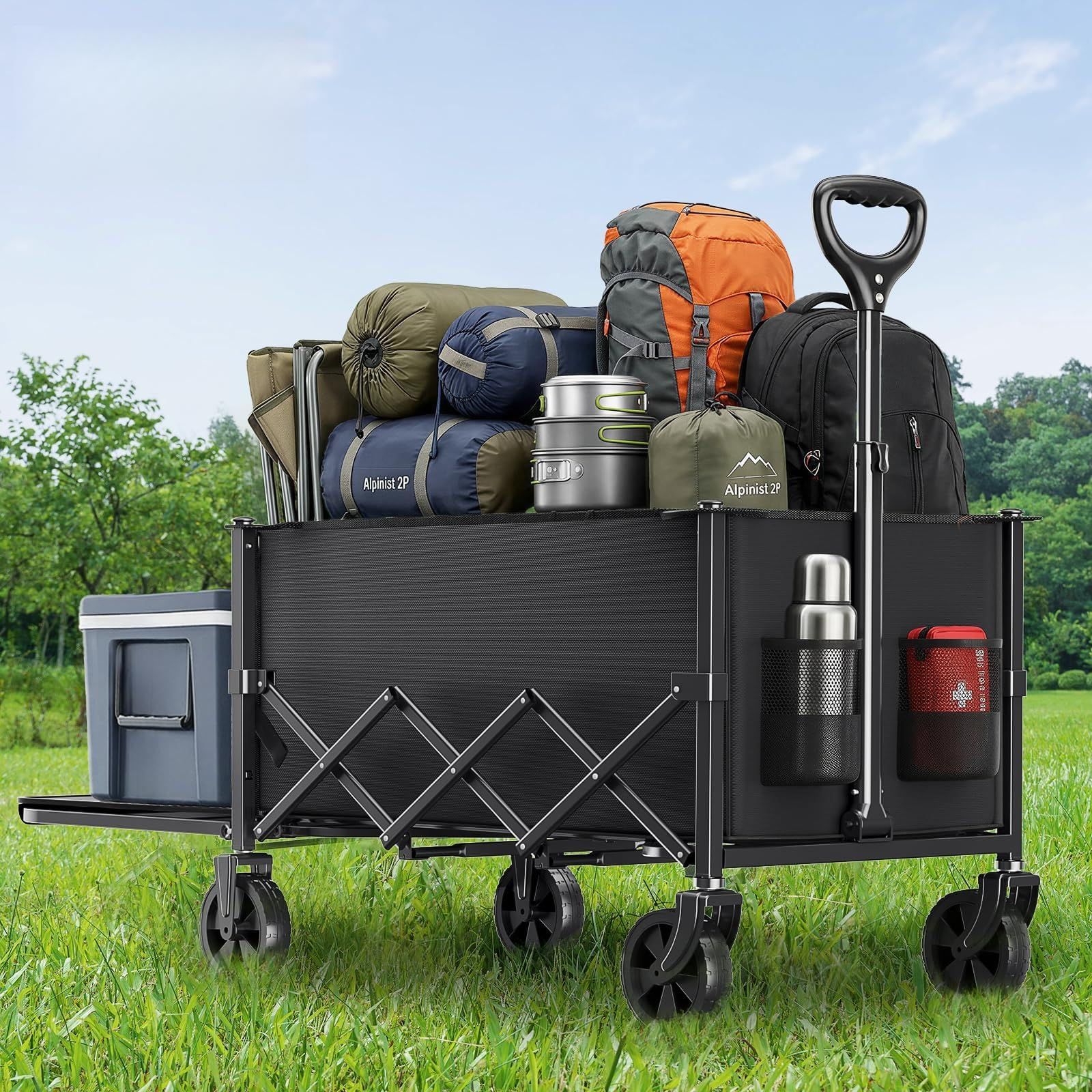 Elegear キャリーワゴン キャリーカート 140L 大容量 開斗・関斗両用 100KG 折りたたみ 容量可変式 軽量コンパクト設計 家庭用 買い物 キャンプ アウトドア カート 家族向けso