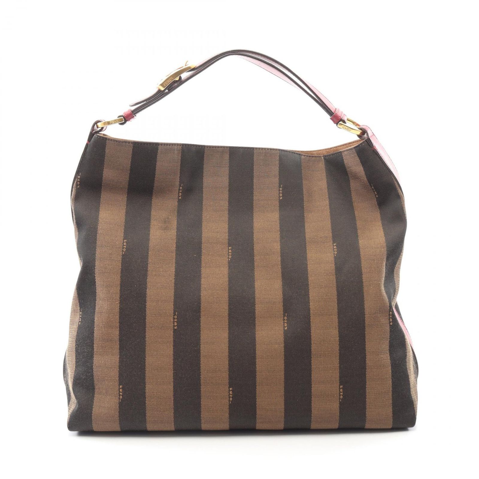 フェンディ FENDI ショルダーバッグ ペカン ブラック/カーキ/ワイン キャンバス レザー ペカン ストライプ ショルダーバッグ レディース Used A
