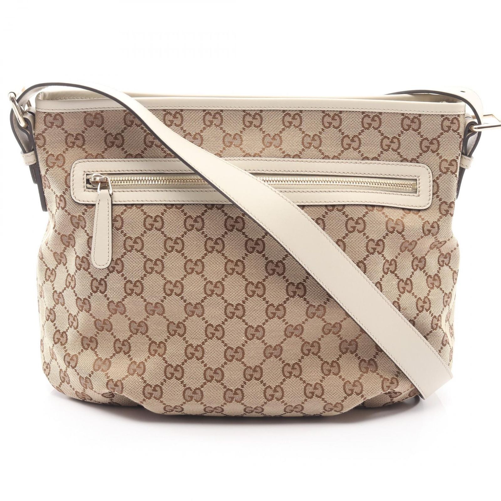 グッチ GUCCI ショルダーバッグ GGキャンバス 388930 ベージュ/ホワイト キャンバス レザー ショルダーバッグ レディース Used A