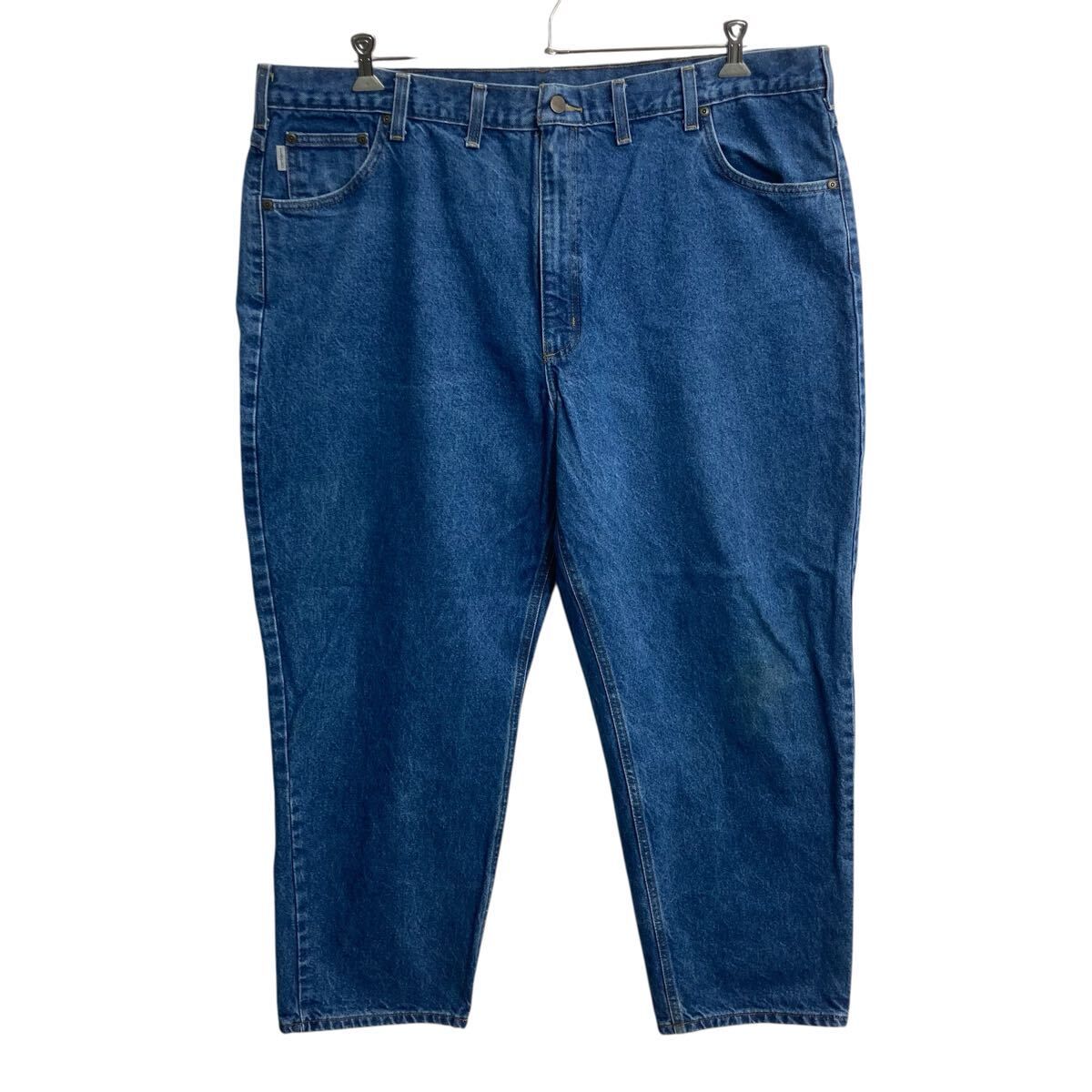 Wrangler デニムパンツ W46 インディゴブルー ジップアップ ビッグサイズ 革パッチ アメカジ デニム ジーンズ 2605-255