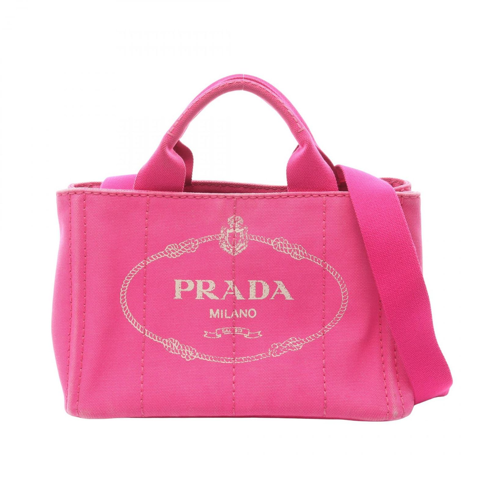 プラダ PRADA トートバッグ CANAPA カナパ フューシャピンク キャンバス カナパ 2wayトート レディース Used B
