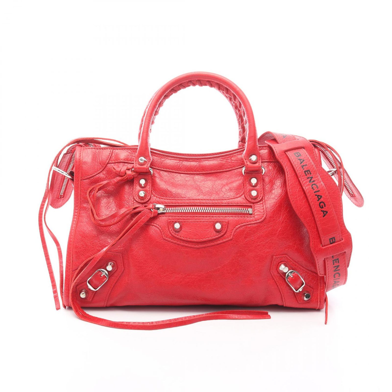 バレンシアガ BALENCIAGA ハンドバッグ Le City Small ル シティ スモール 2WAY 8114422AA9S レッド レザー シティ スモール レディース Used A