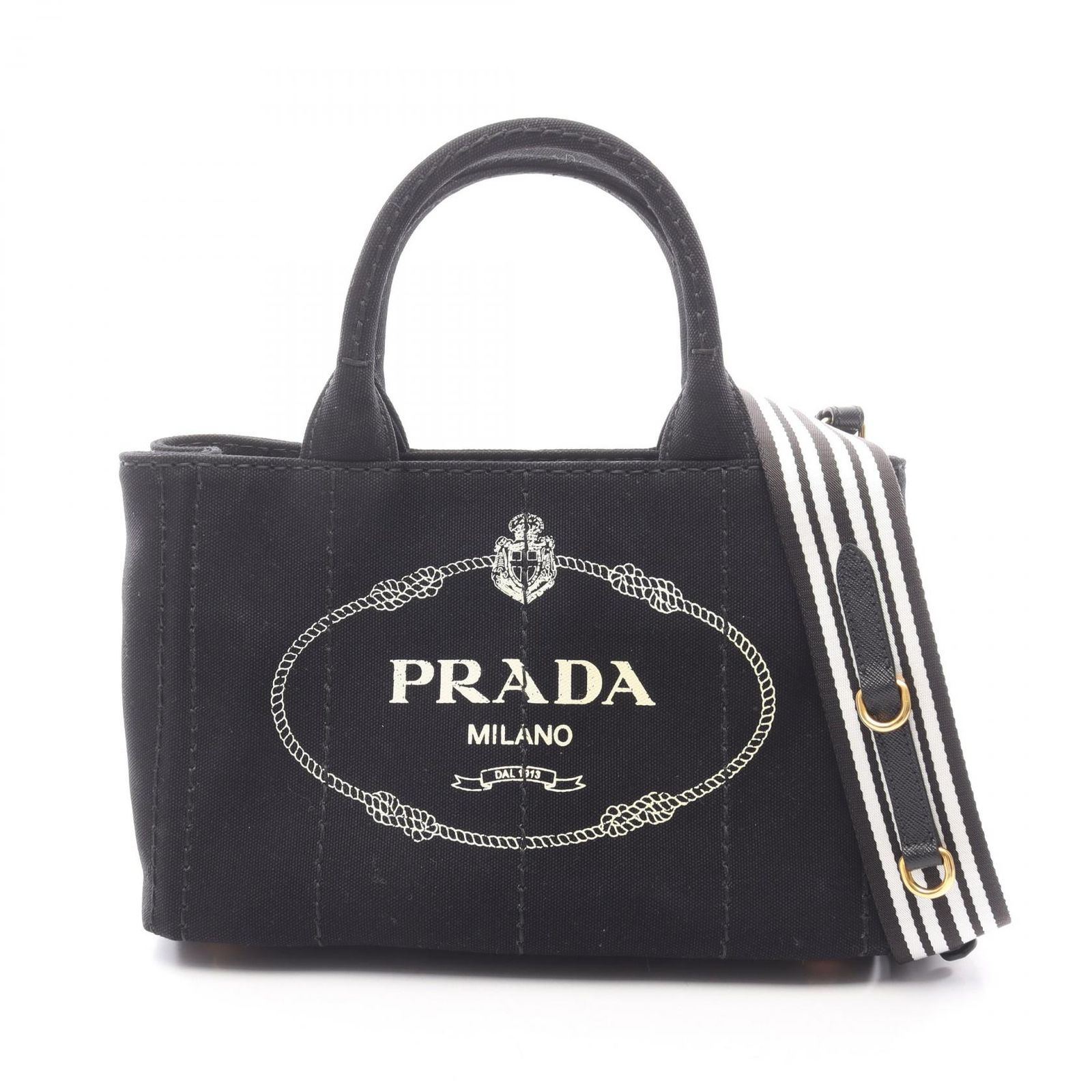 プラダ PRADA トートバッグ CANAPA カナパ 2WAY 1BG439 ブラック キャンバス カナパ 2wayトート レディース Used B