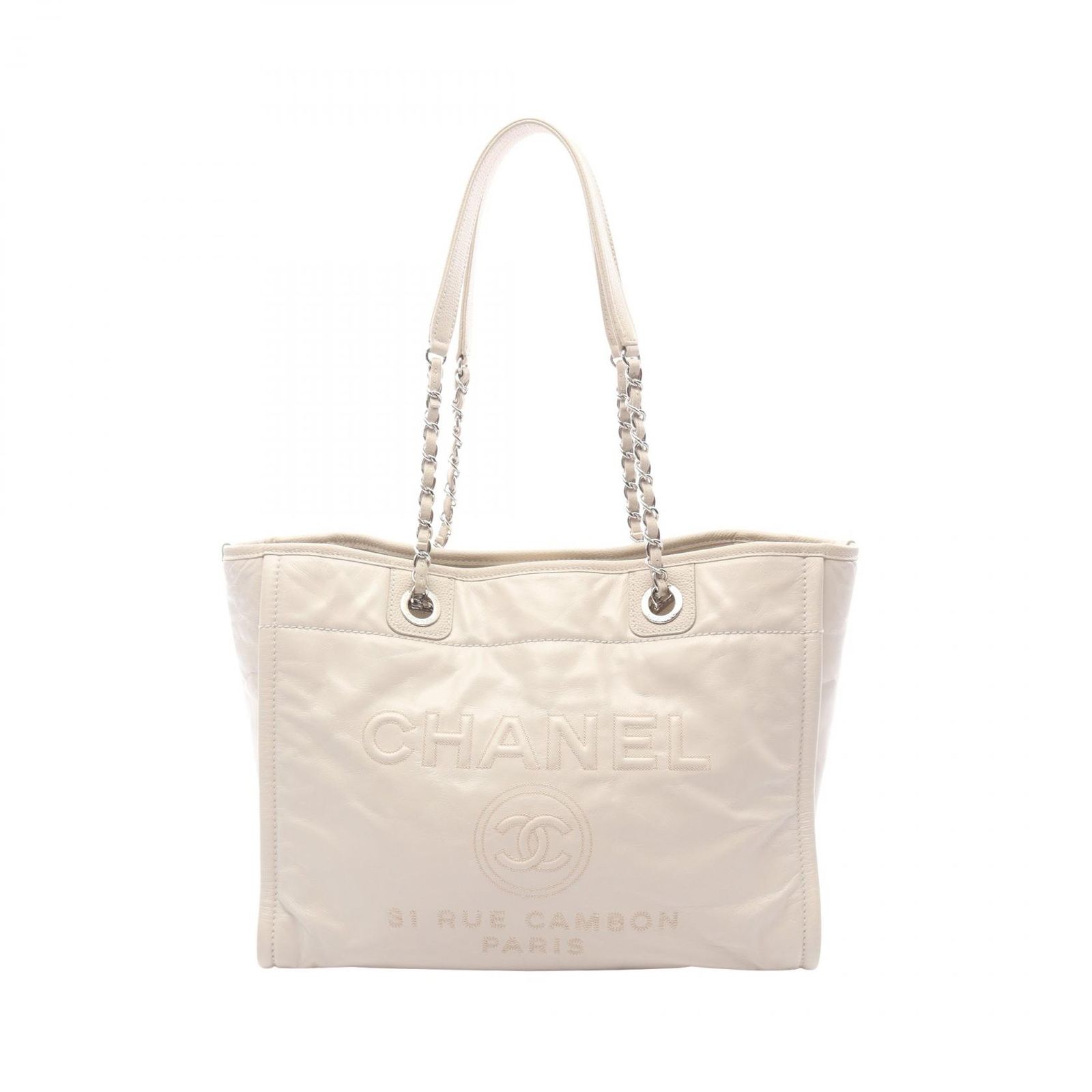シャネル CHANEL トートバッグ ドーヴィル A67001 アイボリー レザー ドーヴィル チェーントートMM レディース Used B