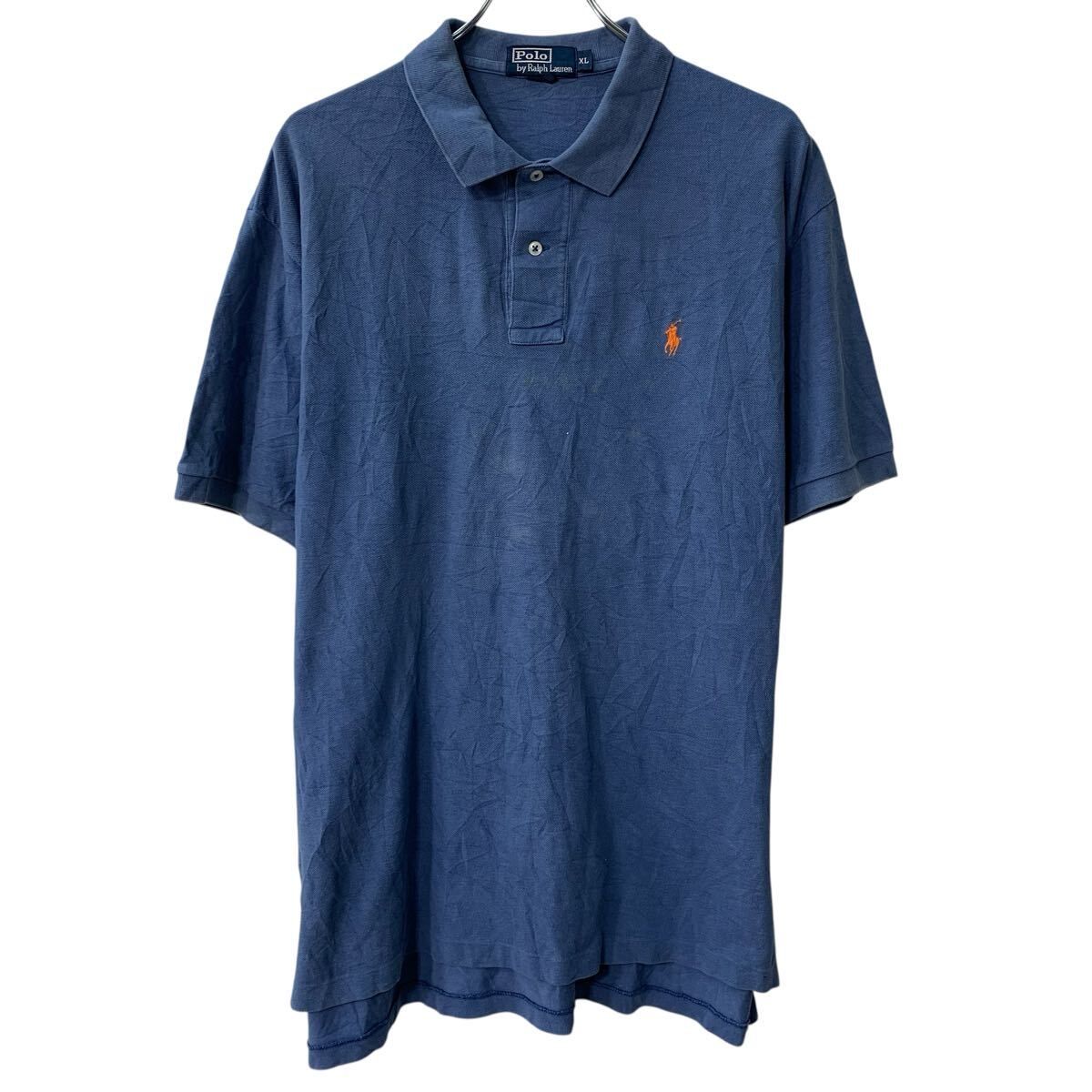 90s Polo by Ralph Lauren 半袖 ポロシャツ XL ブルー ポロラルフ 