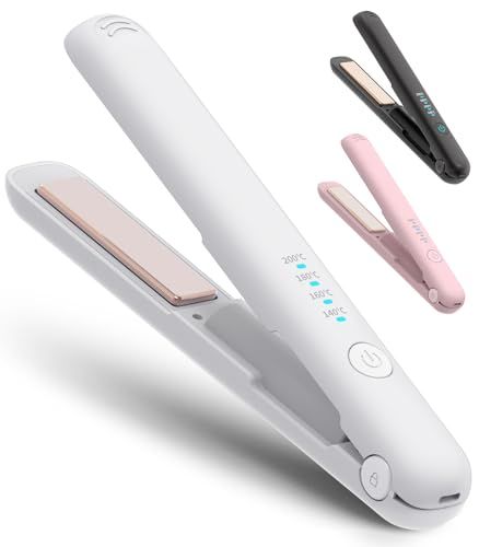【新品】持ち運びヘアアイロン USB充電式 ミニ 前髪 アイロン 2WAY カール/ストレート 充電式ヘアアイロン コードレス 18mm プロ仕様200℃ TYPE-C 3200mAh大容量 140℃?200℃4段階温度調整 自動電源OFF 047e278a