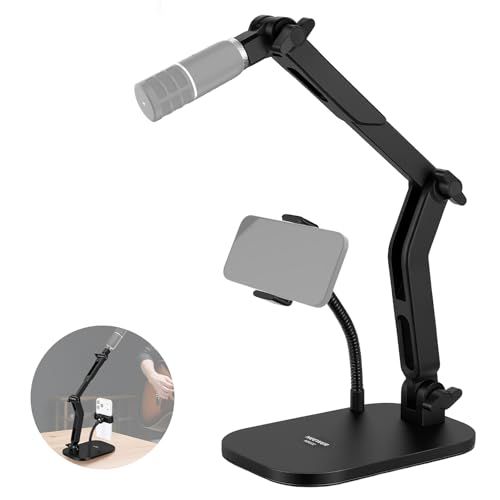 NEEWER 卓上マイクスタンド スマホホルダー＆フレキシブルアーム付属 調整可能なテーブルトップマイクホル ダーマウント 1/4インチ?5/8インチネジアダプター Blue Yeti Razer Seiren Miniに対応 最大荷重1.5 0627be3b