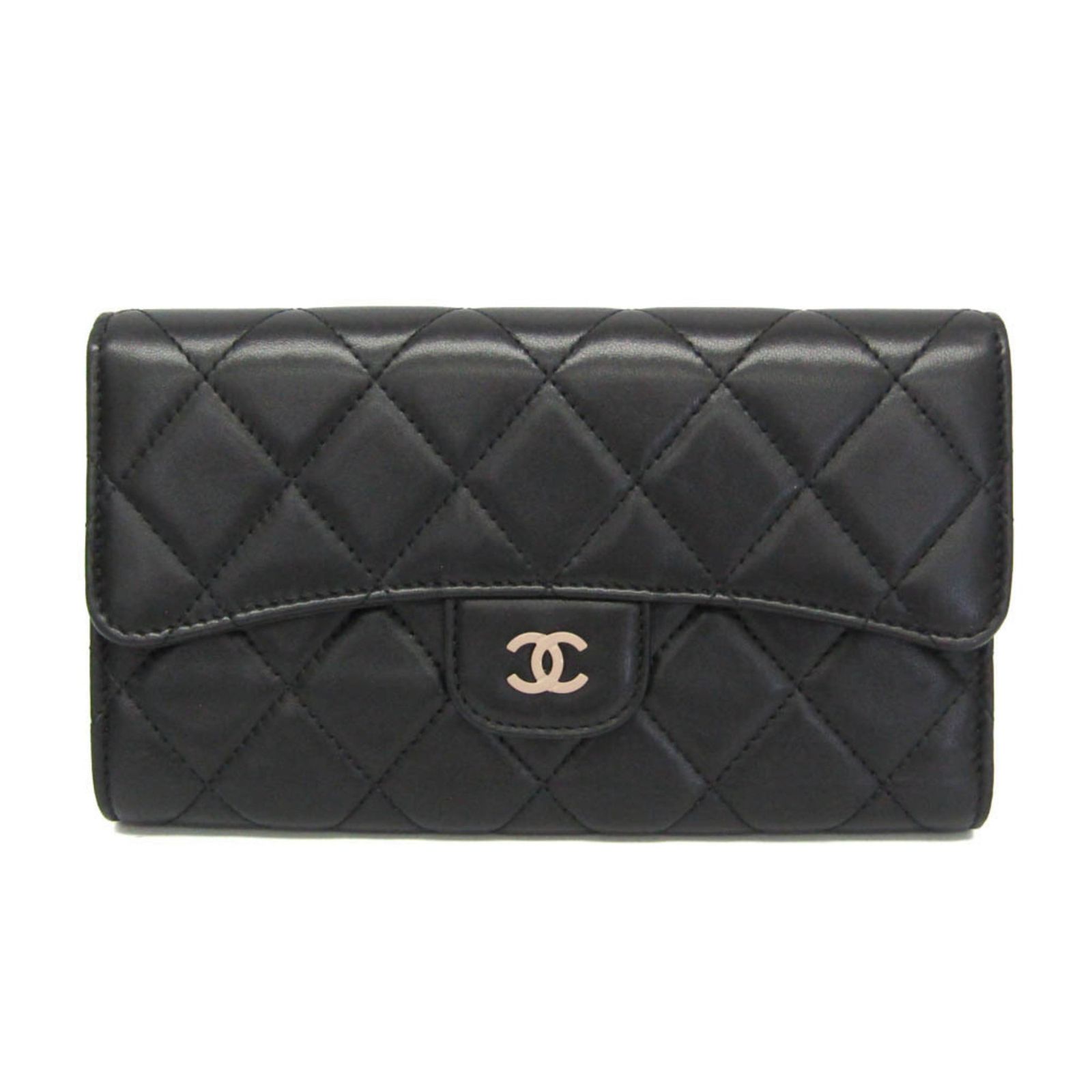 シャネル(Chanel) マトラッセ A31506 レディース ラムスキン 長財布（三つ折り） ブラック,ライトベージュ