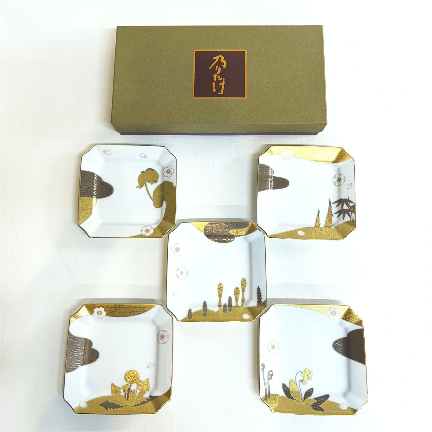 ノリタケ あやみなも 銘々皿 5枚 乃りたけ noritake ノリタケ 銘々皿揃い 5客 セット 四季の風景銘々皿