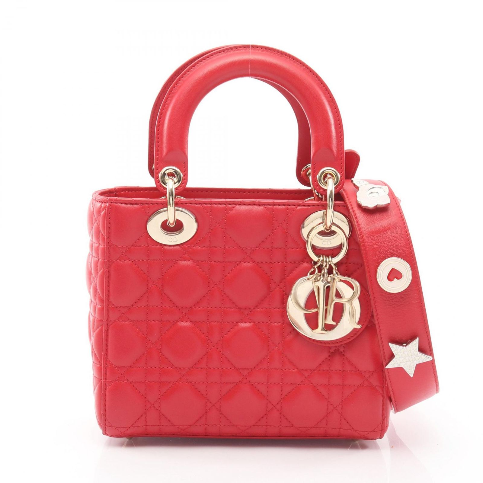 ディオール Dior ハンドバッグ LADY DIOR MY ABCDIOR レディディオール スモール カナージュ 2WAY レッド レザー レディディオール MY ABCDIOR カナージュ 2wayトート レディース
