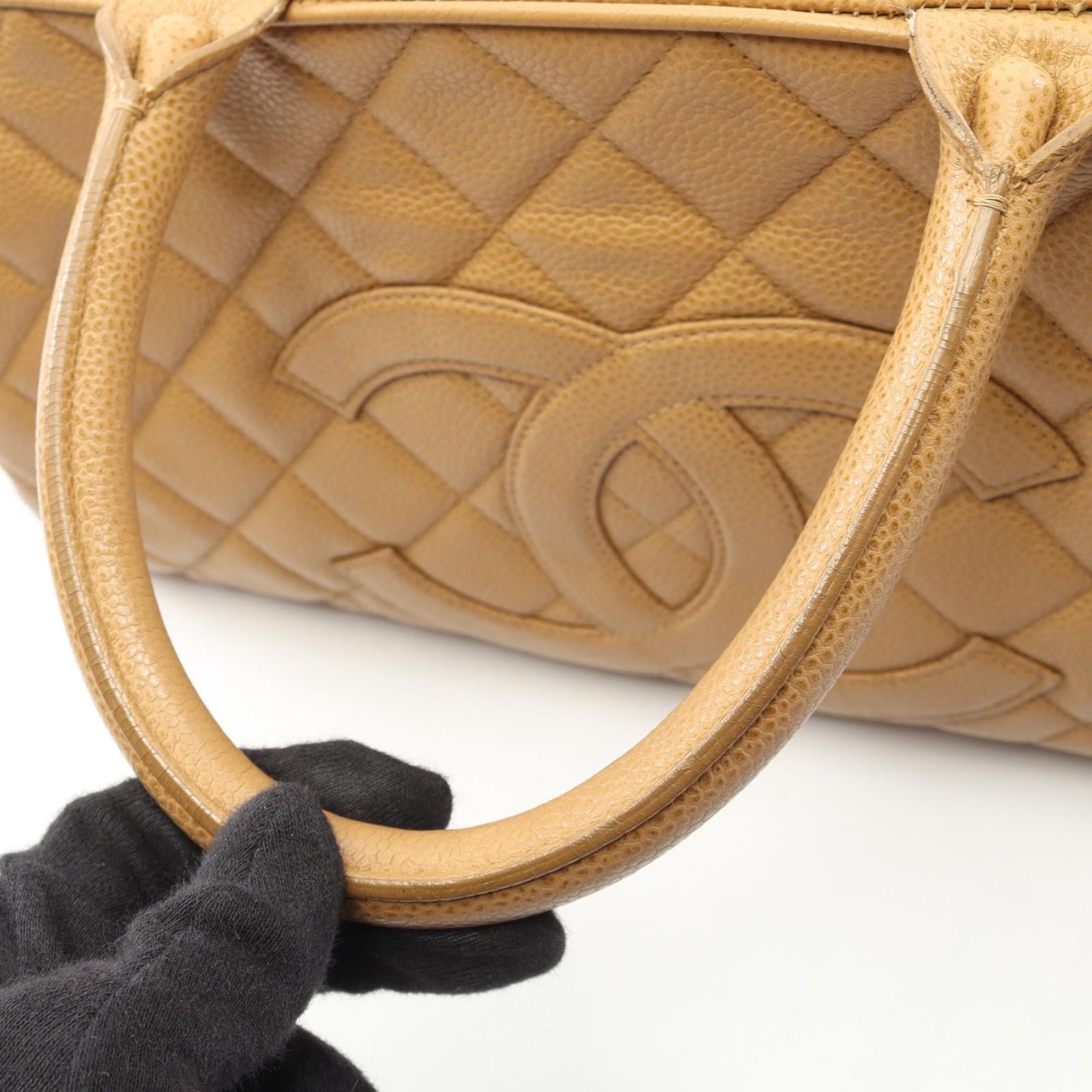 シャネル CHANEL トートバッグ マトラッセ ベージュ キャビアスキン 