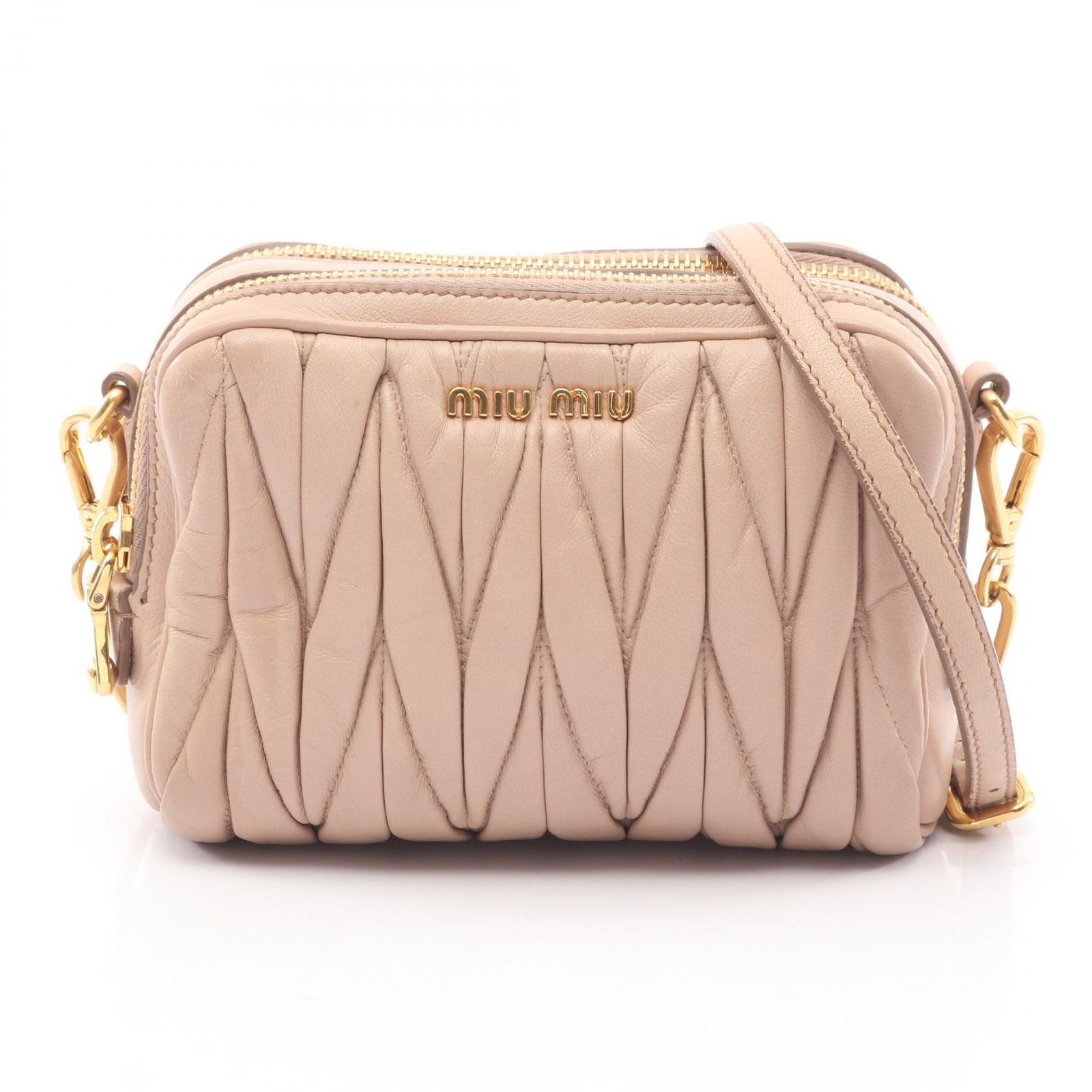 ミュウ ミュウ Miu Miu ショルダーバッグ MATELASSE マテラッセ ピンクベージュ レザー マテラッセ チェーンショルダー レディース Used B